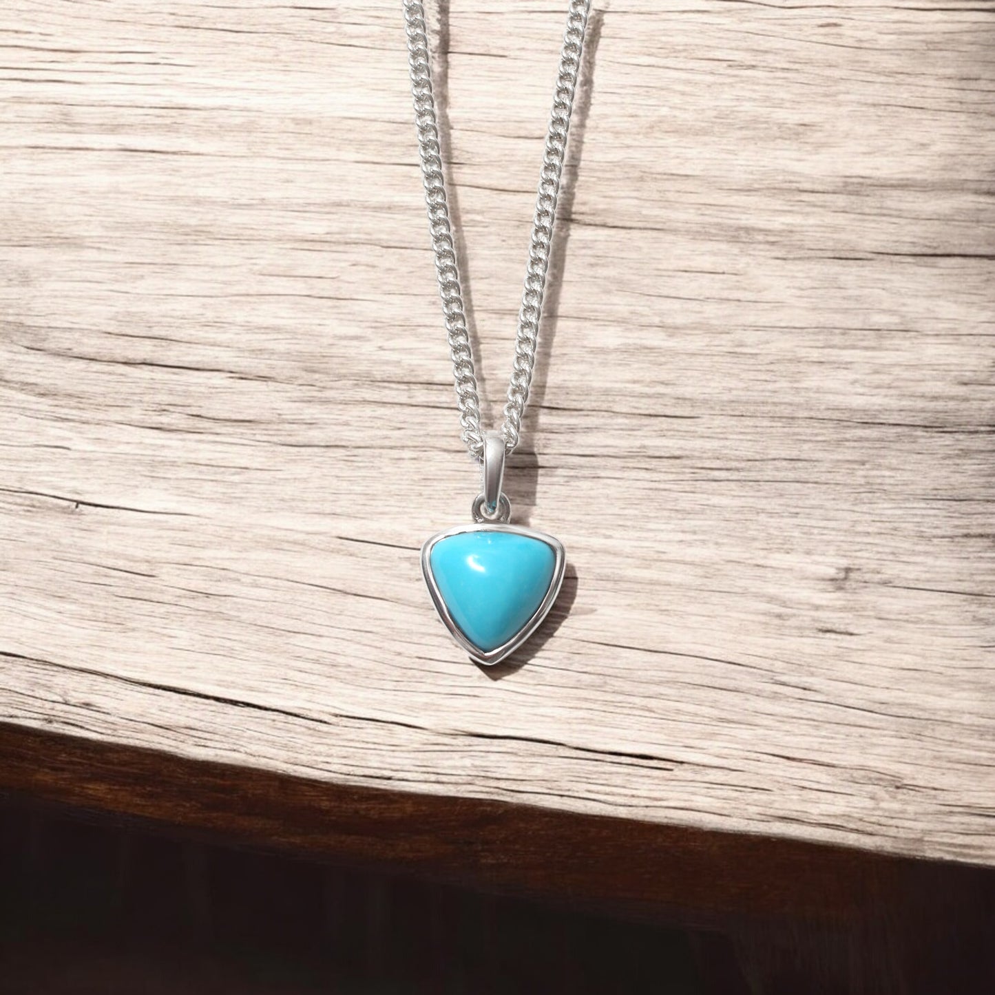 925 Sterling Silver Natural Turquoise Pendant Necklace – Protection & Tranquility Gemstone Jewelry