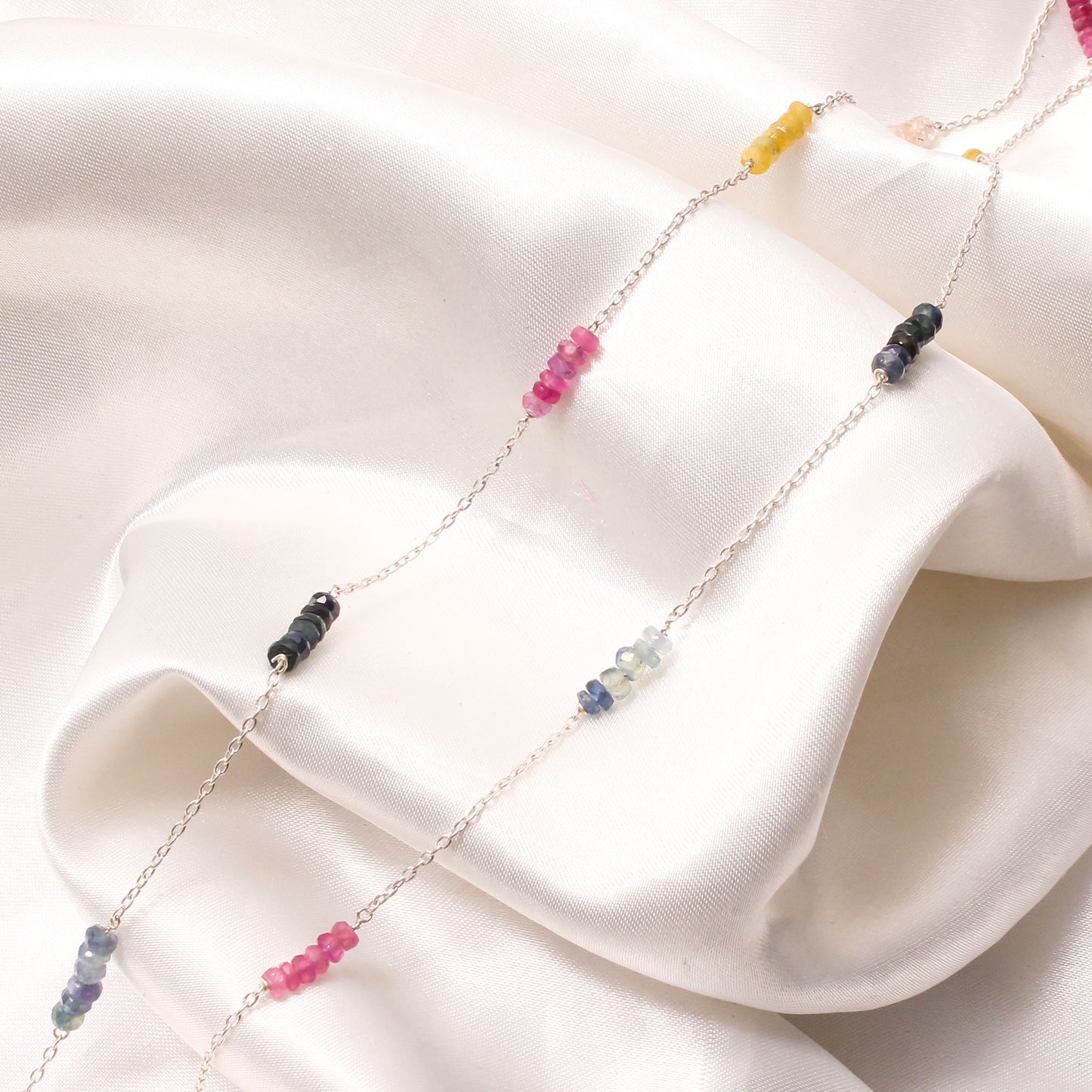 Natural Multi-Sapphire Beaded Endless Necklace – Vibrant & Elegant Gemstone Jewelry