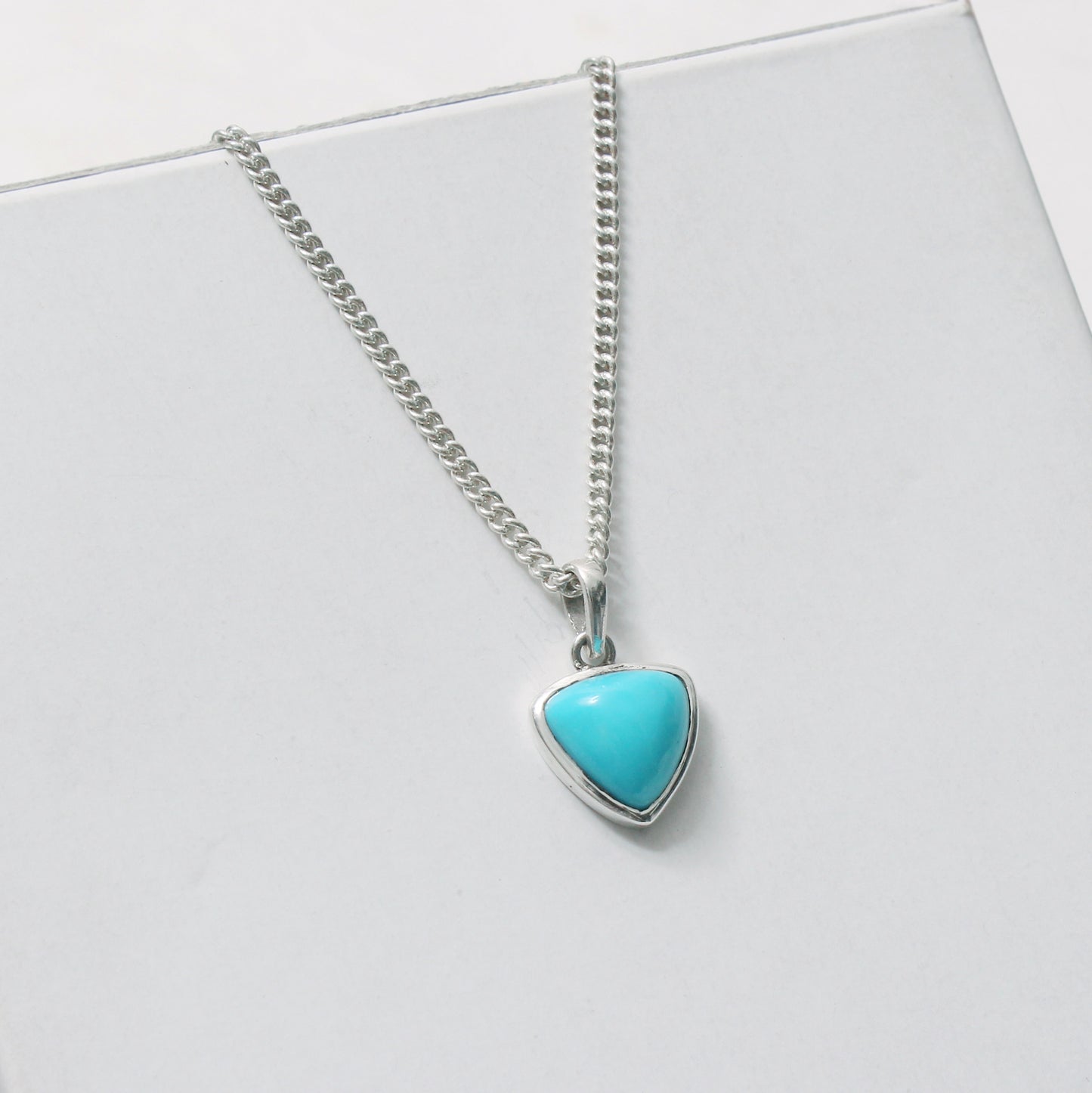 925 Sterling Silver Natural Turquoise Pendant Necklace – Protection & Tranquility Gemstone Jewelry