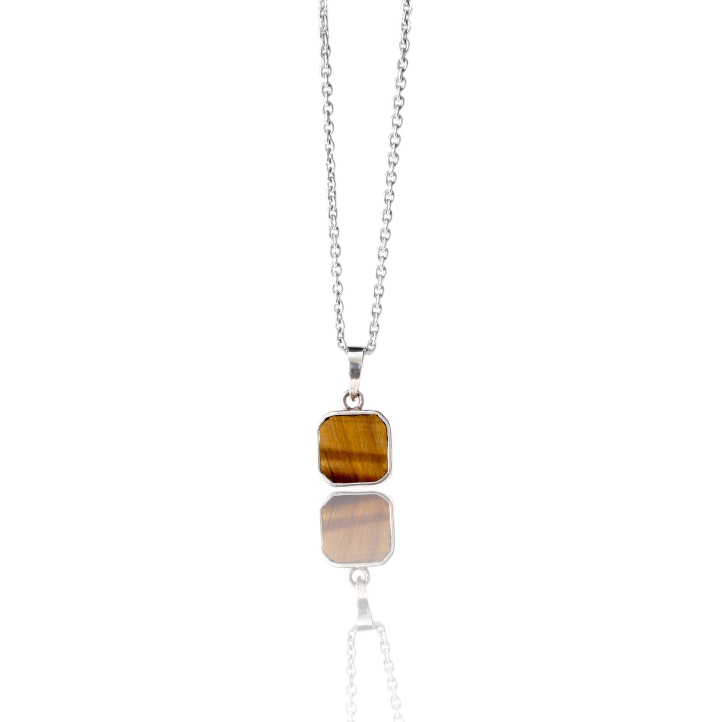925 Sterling Silver Natural Tiger Eye Pendant Necklace – Unisex Protective Healing Gemstone Jewelry for Strength & Courage