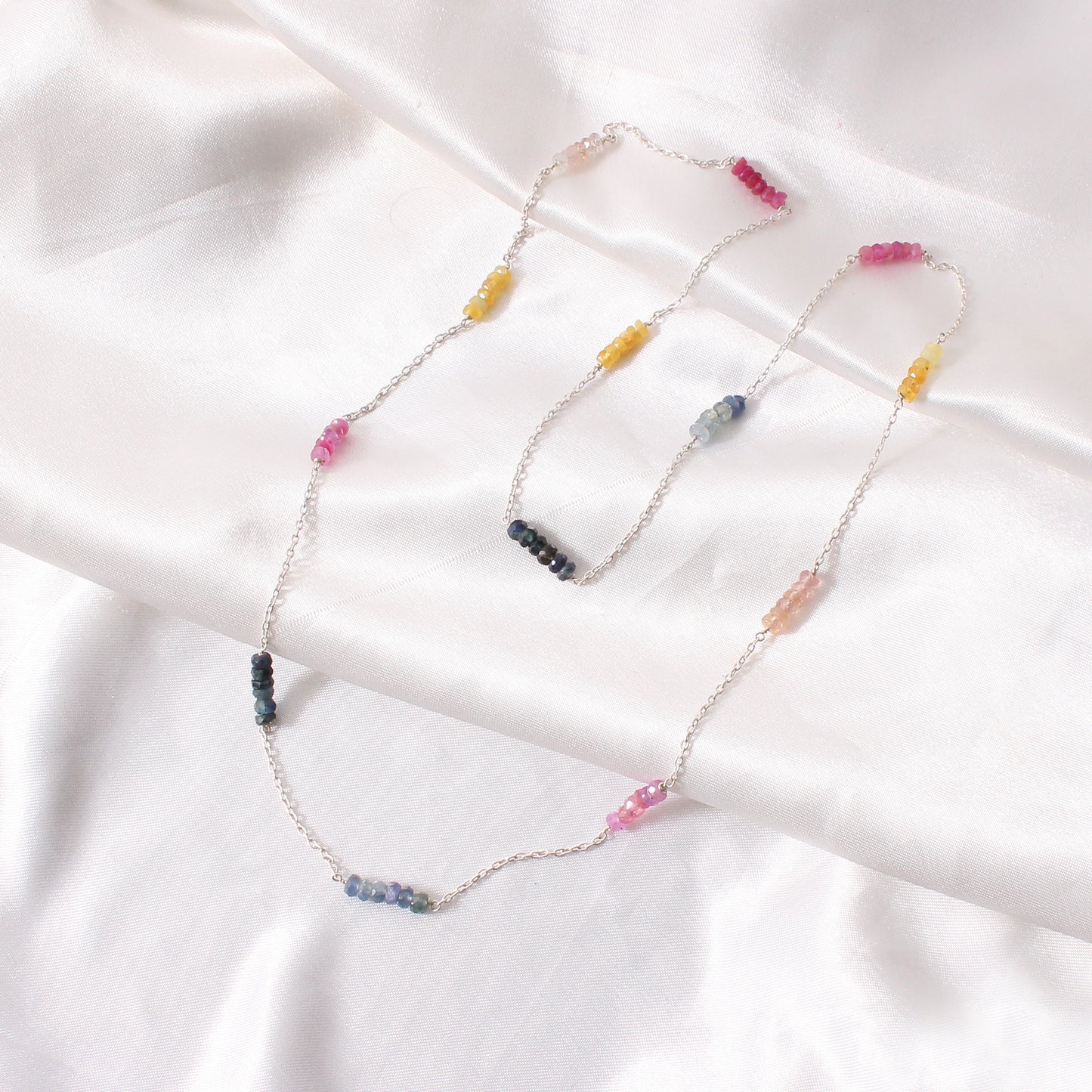 Natural Multi-Sapphire Beaded Endless Necklace – Vibrant & Elegant Gemstone Jewelry