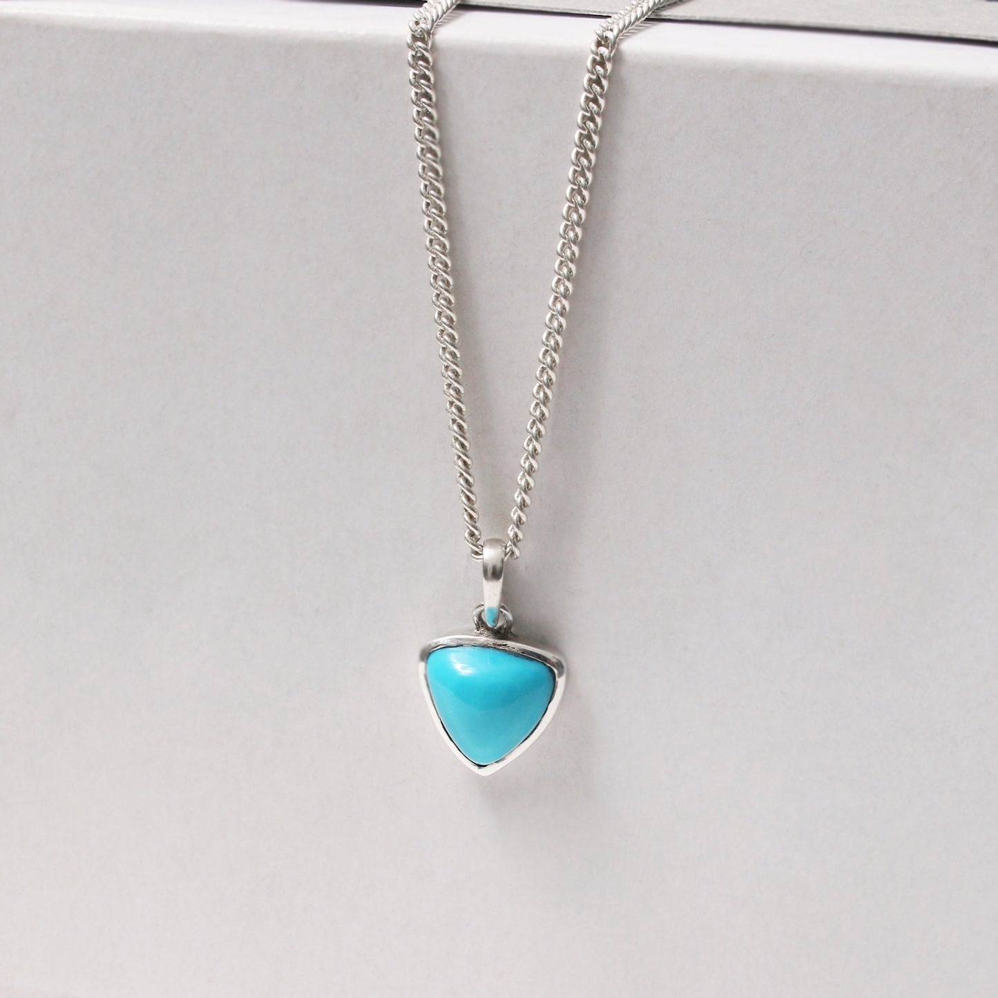 925 Sterling Silver Natural Turquoise Pendant Necklace – Protection & Tranquility Gemstone Jewelry