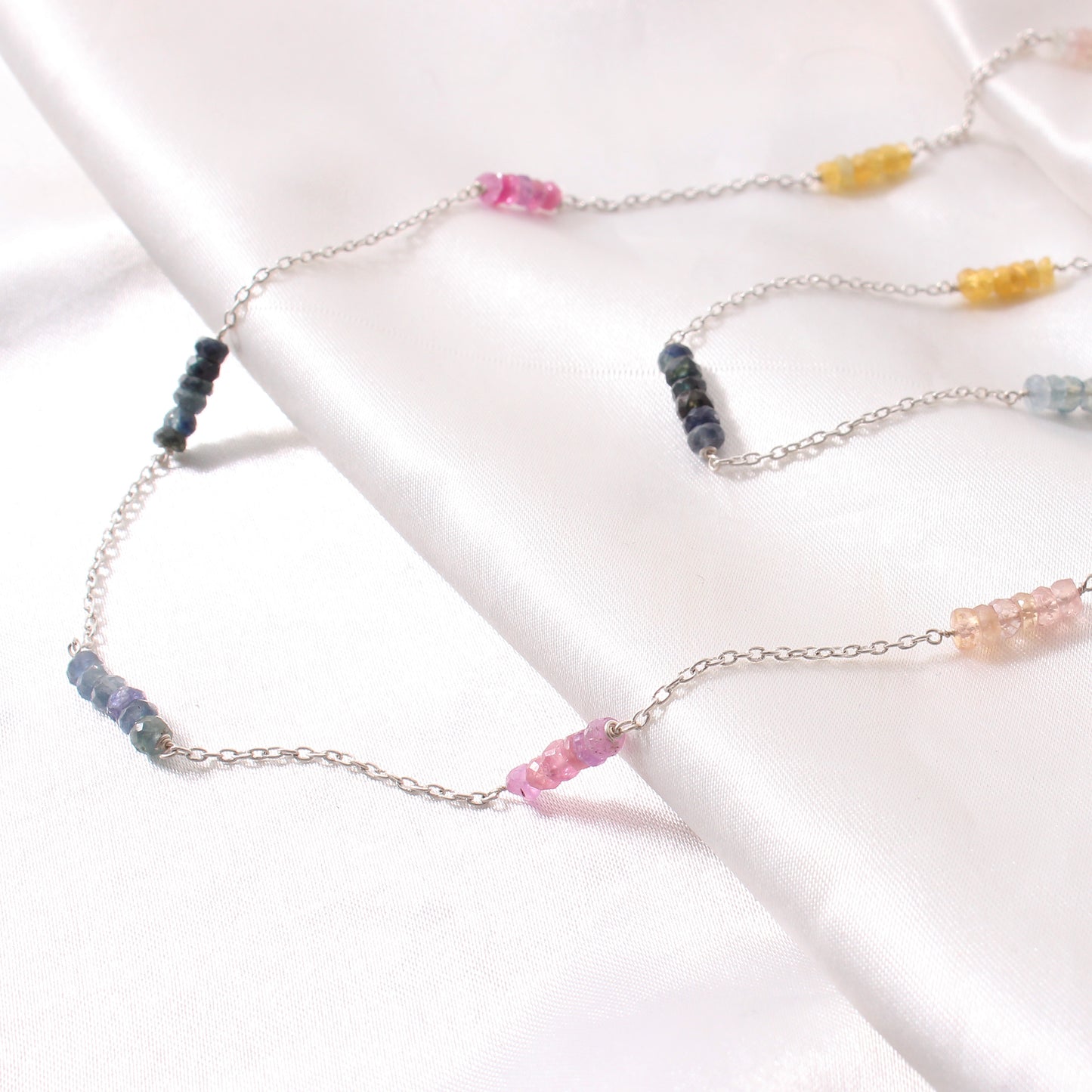 Natural Multi-Sapphire Beaded Endless Necklace – Vibrant & Elegant Gemstone Jewelry