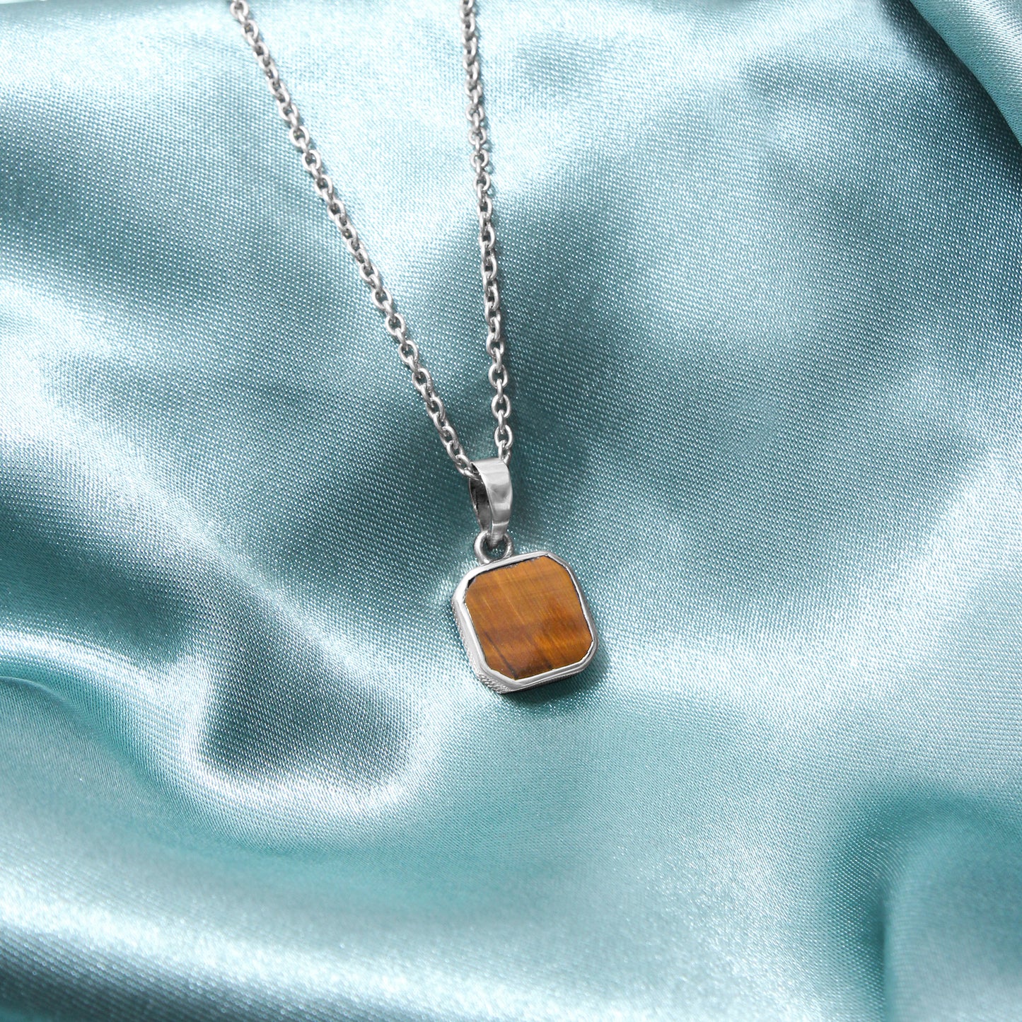 925 Sterling Silver Natural Tiger Eye Pendant Necklace – Unisex Protective Healing Gemstone Jewelry for Strength & Courage