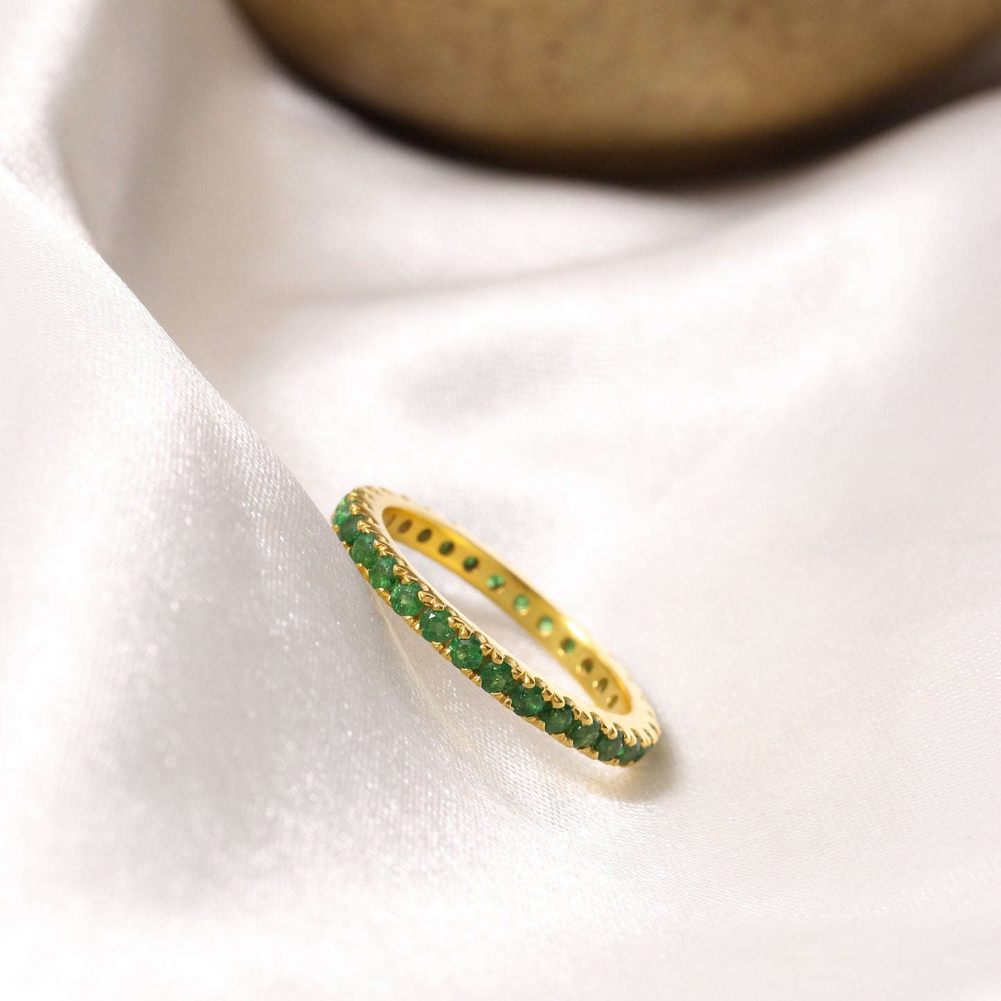 925 Sterling Silver Natural Chrome Diopside Eternity Band Ring – Heart-Centered Healing