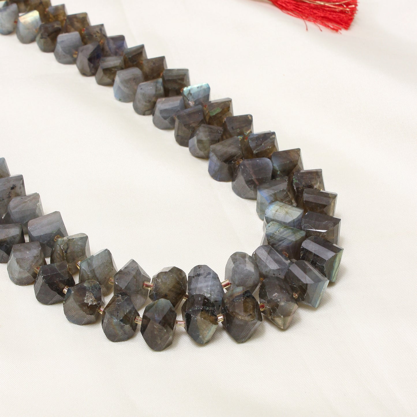 Natural Labradorite 2-Layered Sarafa Necklace – Iridescent Gemstone Elegance