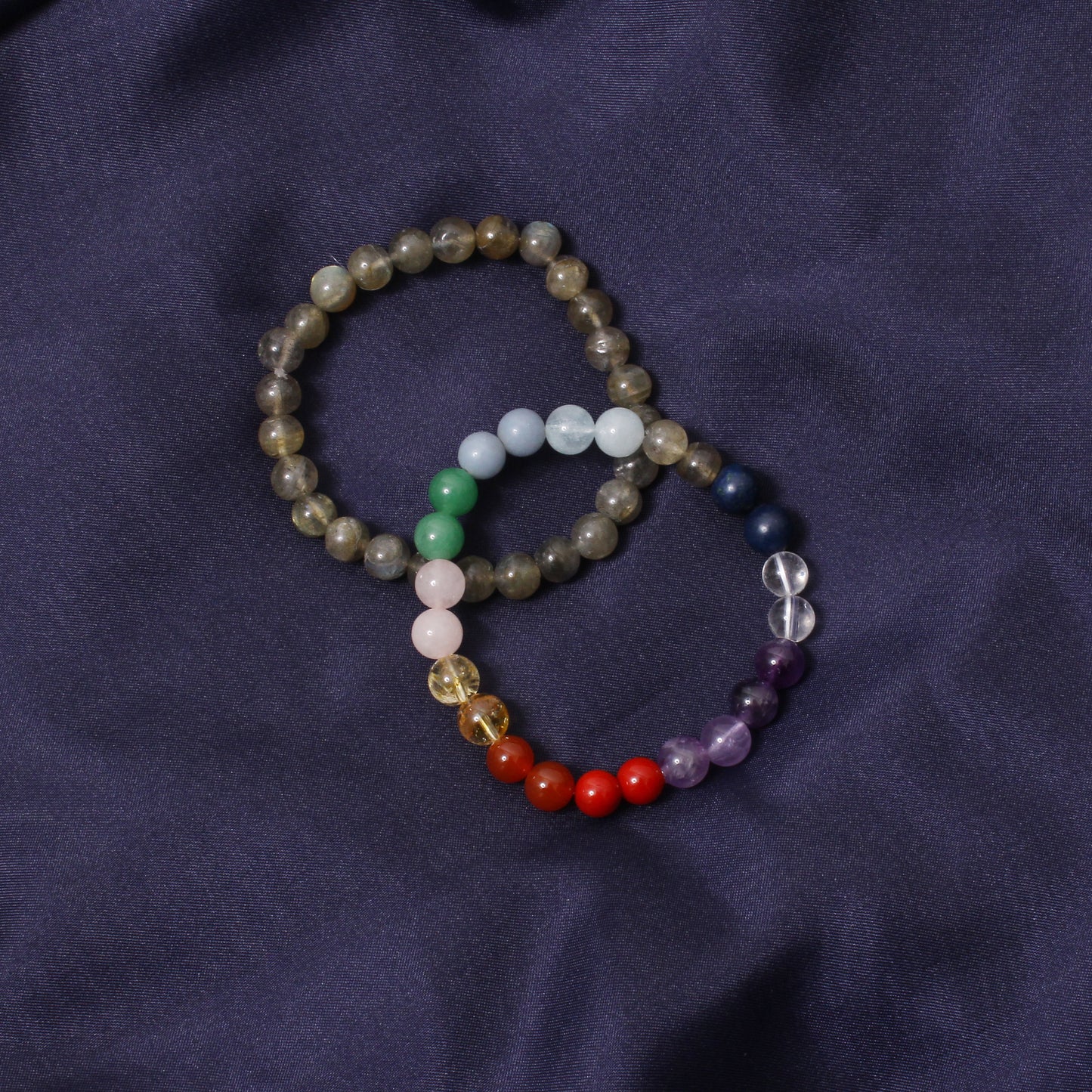 7 Chakras + Labradorite Healing Stretchable Gemstone Bracelet – Intuition, Transformation & Balance