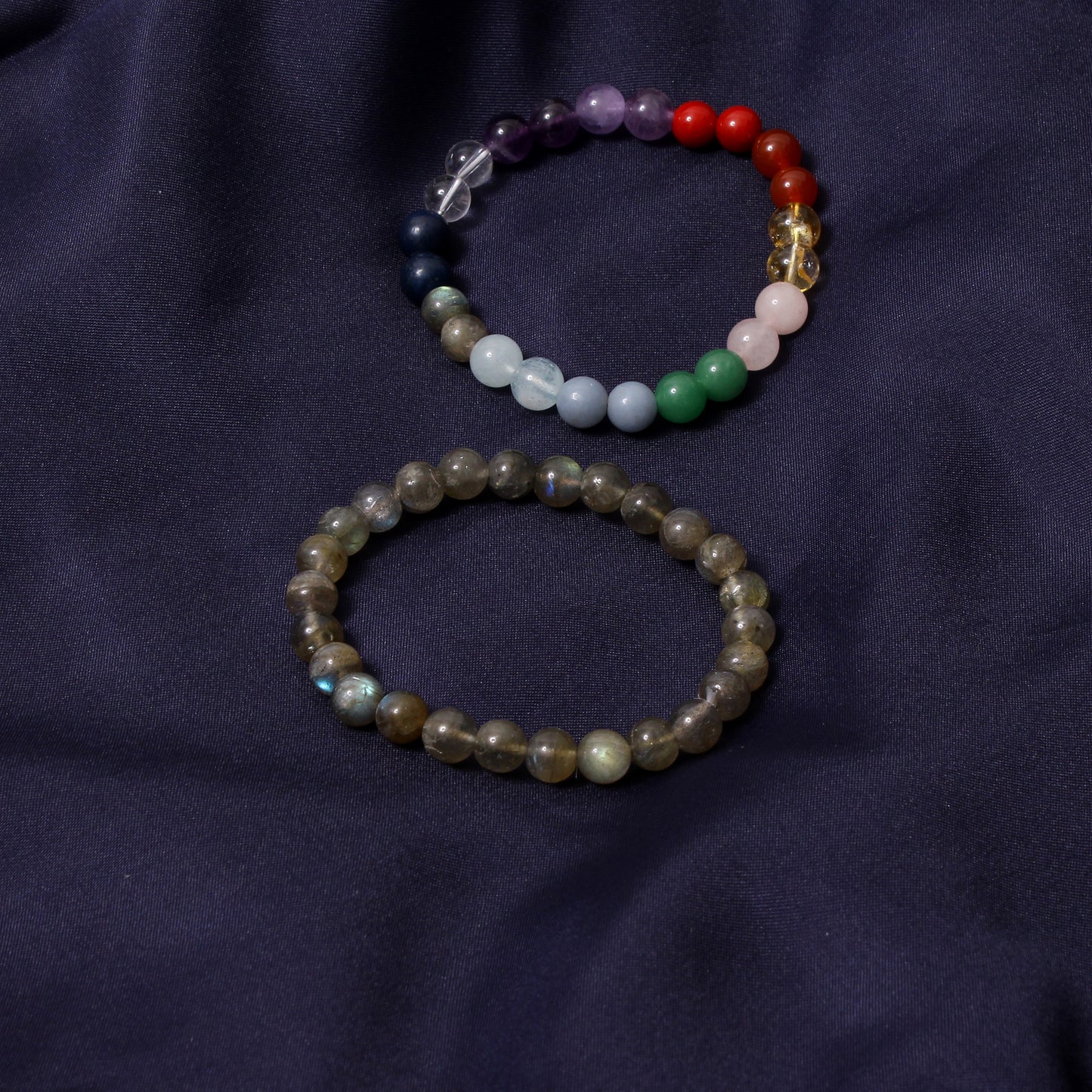 7 Chakras + Labradorite Healing Stretchable Gemstone Bracelet – Intuition, Transformation & Balance