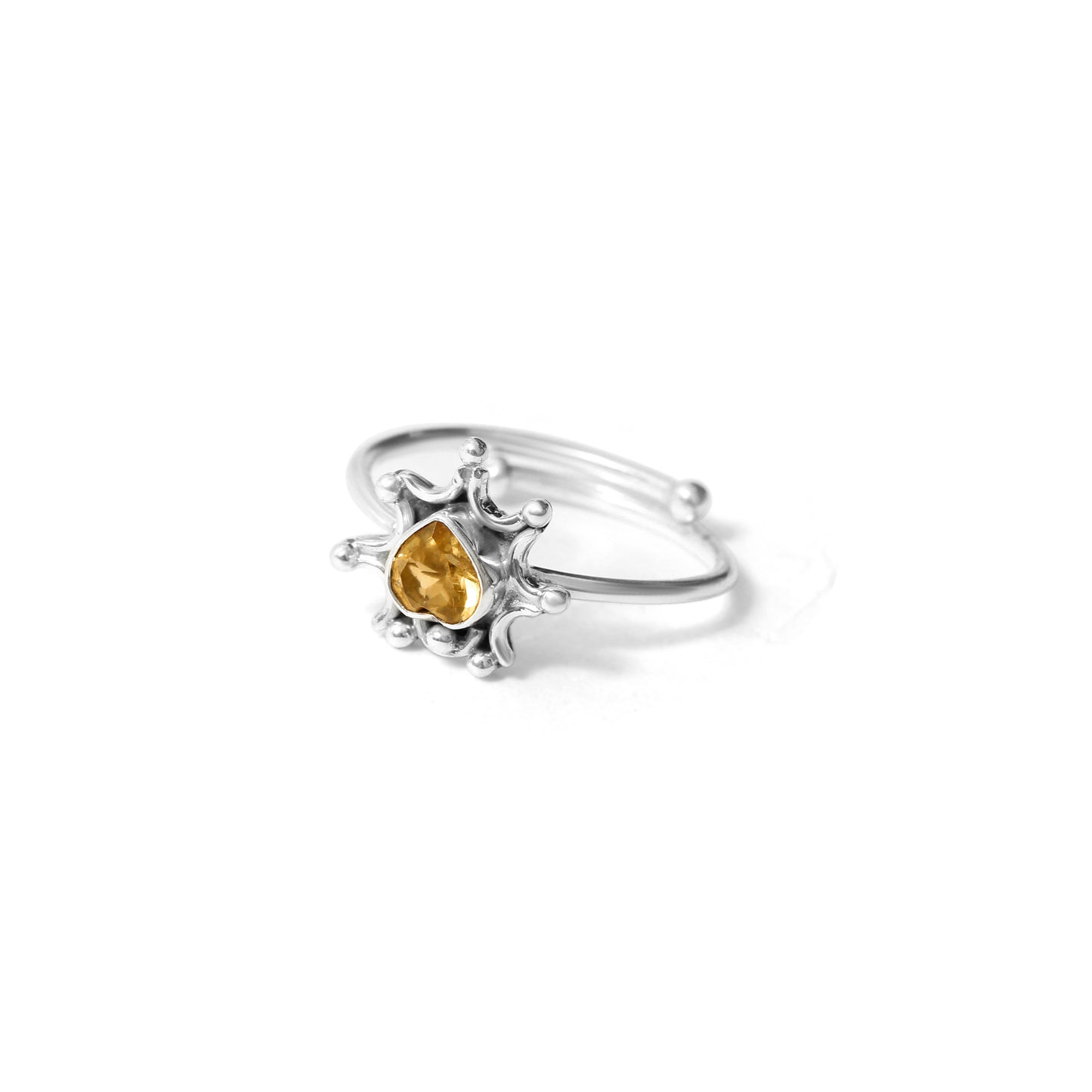 925 Sterling Silver Citrine Sun Ring – Radiant Gemstone of Abundance & Joy