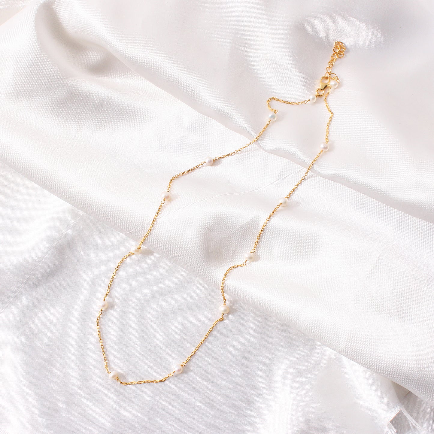 Natural Pearl Gemstone Chain Necklace With Gold Plated – Elegant & Timeless Jewelry