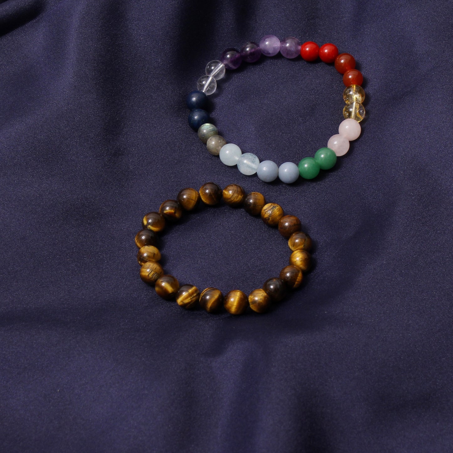 7 Chakras + Tiger Eye Healing Stretchable Gemstone Bracelet – A Chakra Balancing Companion