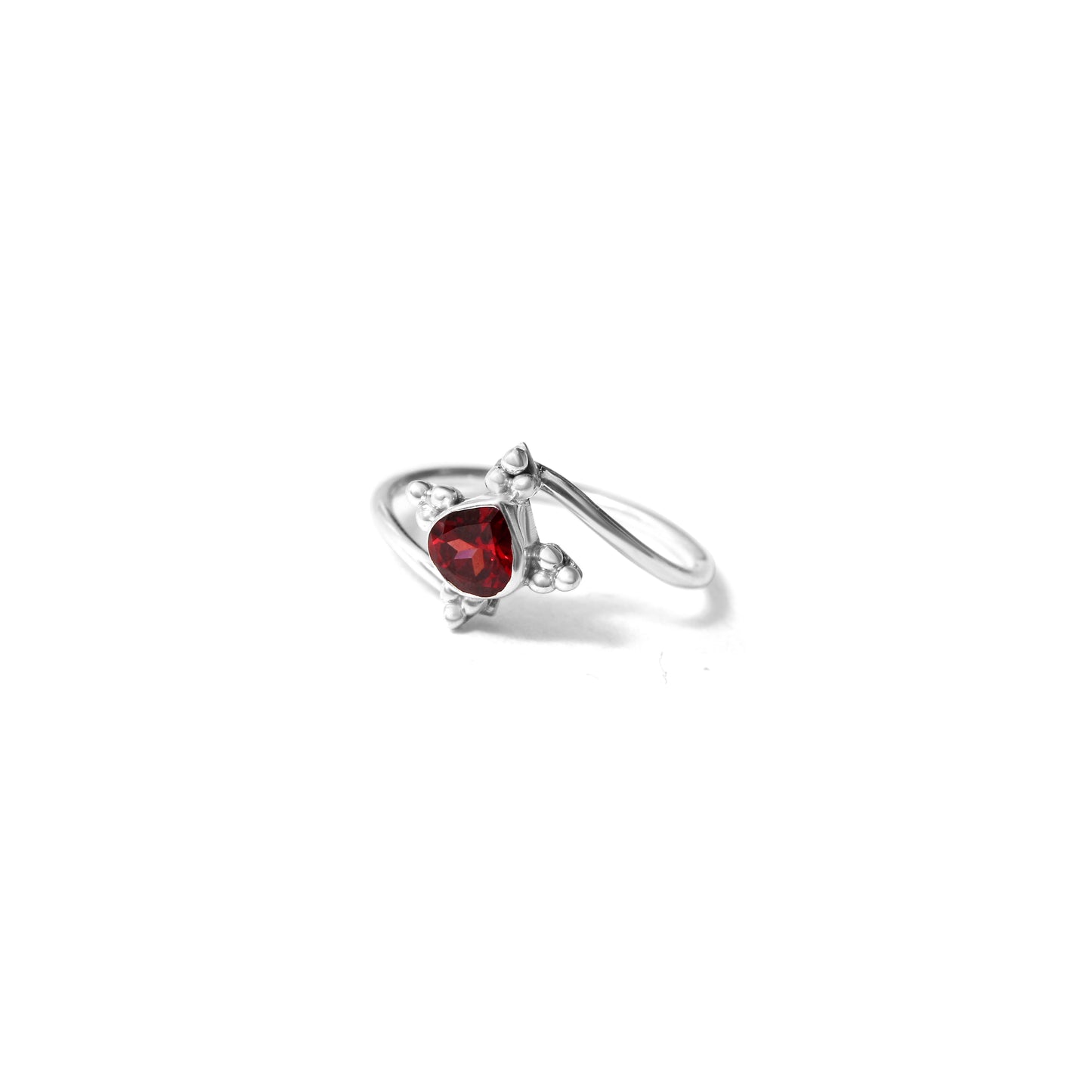 Natural Garnet Sterling Silver Ring – Heart Shape Red Gemstone Ring for Women, January Birthstone Jewelry
