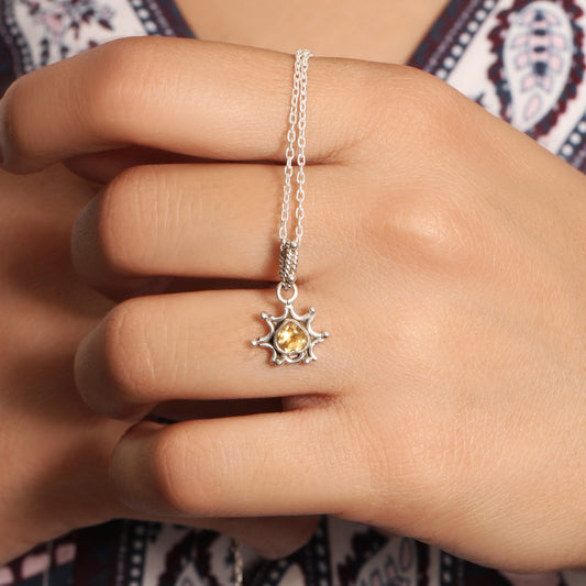 Natural Citrine Sterling Silver Pendant – Handmade November Birthstone Jewelry for Women