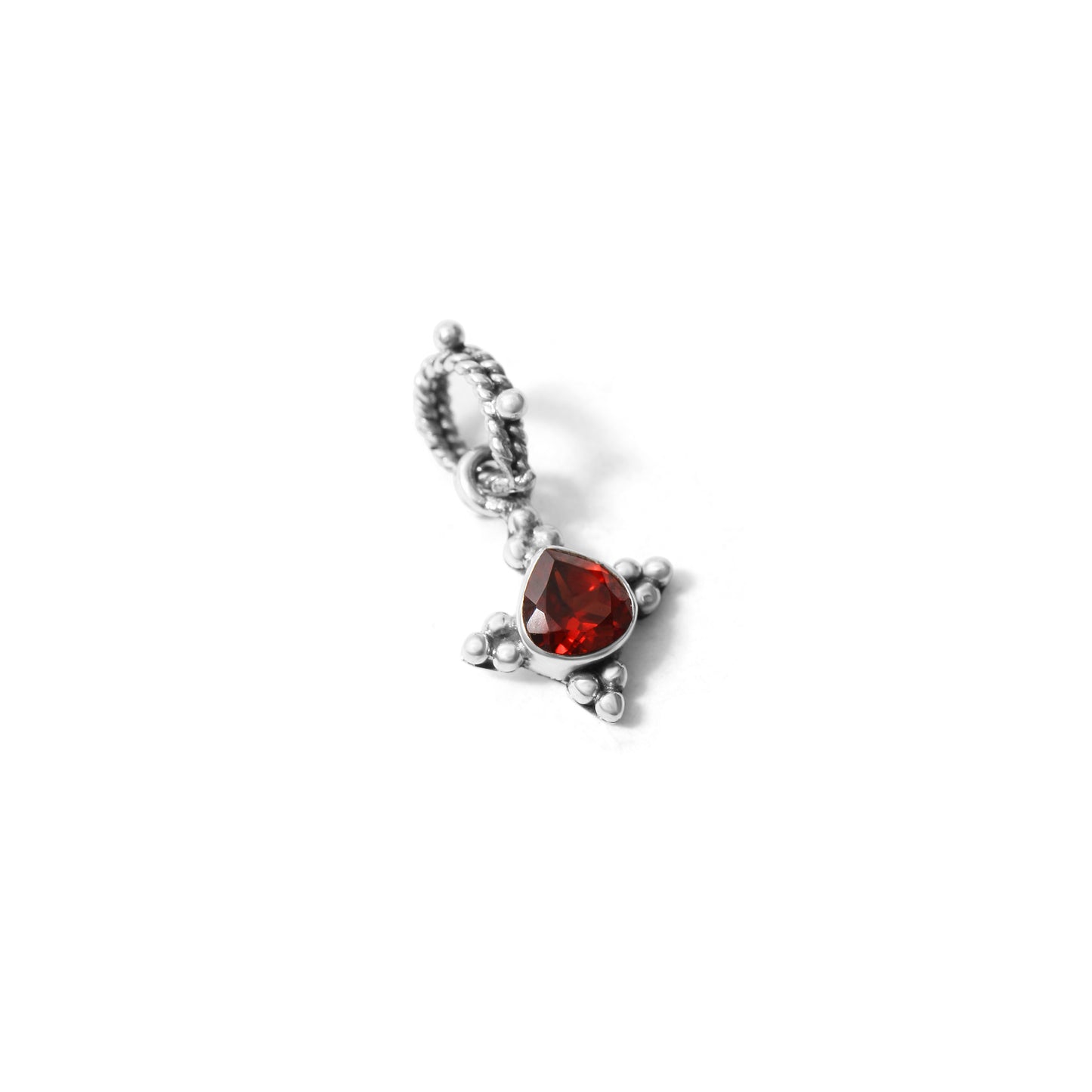 Natural Garnet Silver Gemstone Pendant – Handmade Red Gemstone Necklace Charm for Love & Vitality