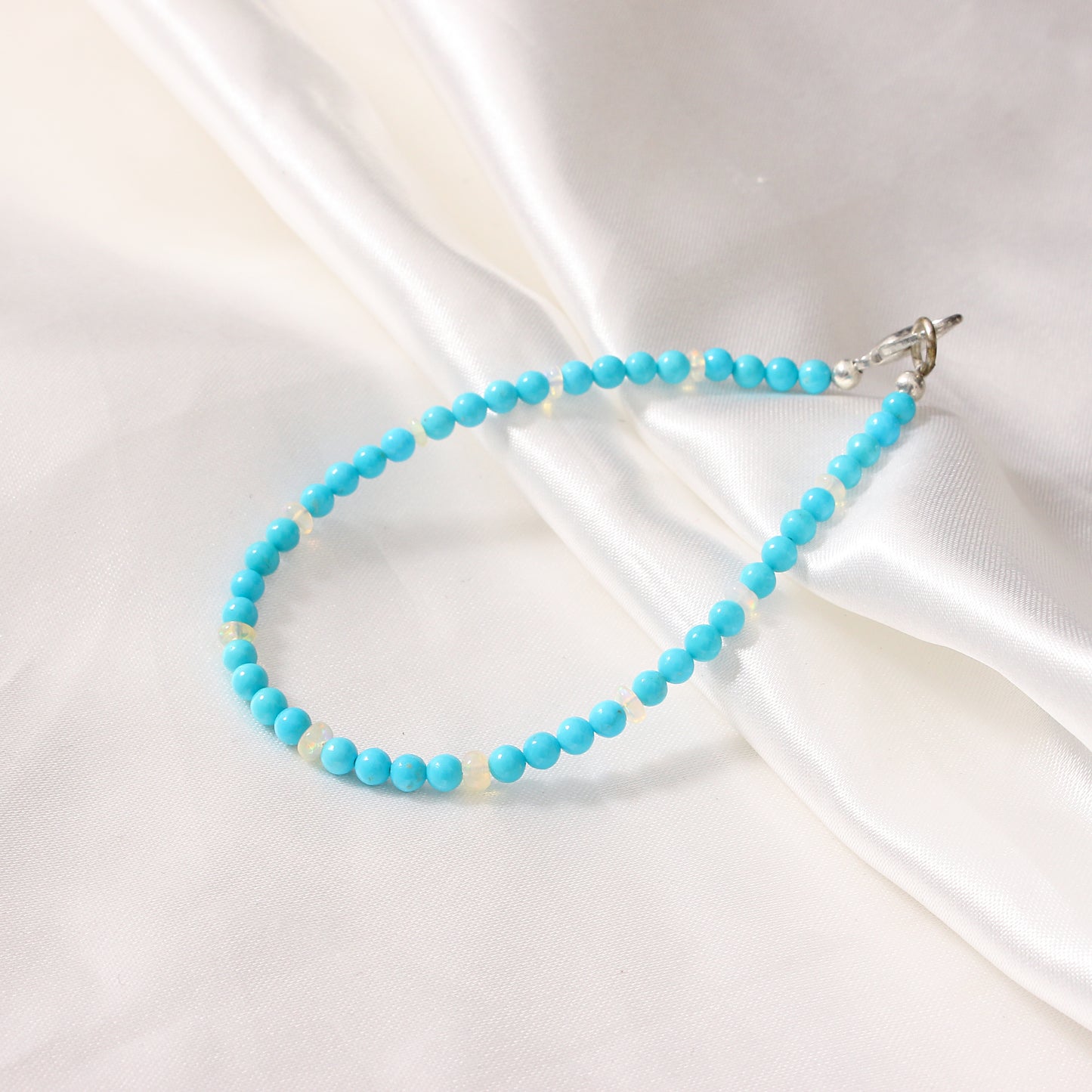 Natural AAA Turquoise & Ethiopian Opal Beaded Bracelet – Elegant Gemstone Jewelry