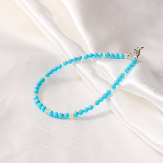 Natural AAA Turquoise & Ethiopian Opal Beaded Bracelet – Elegant Gemstone Jewelry