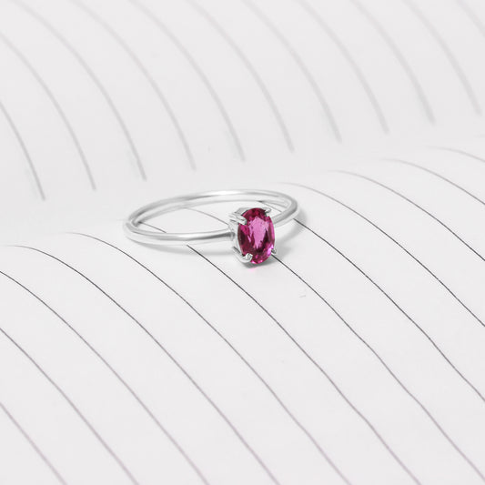 925 Sterling Silver Natural Ruby Quartz Gemstone Ring – Elegance with a Vibrant Touch