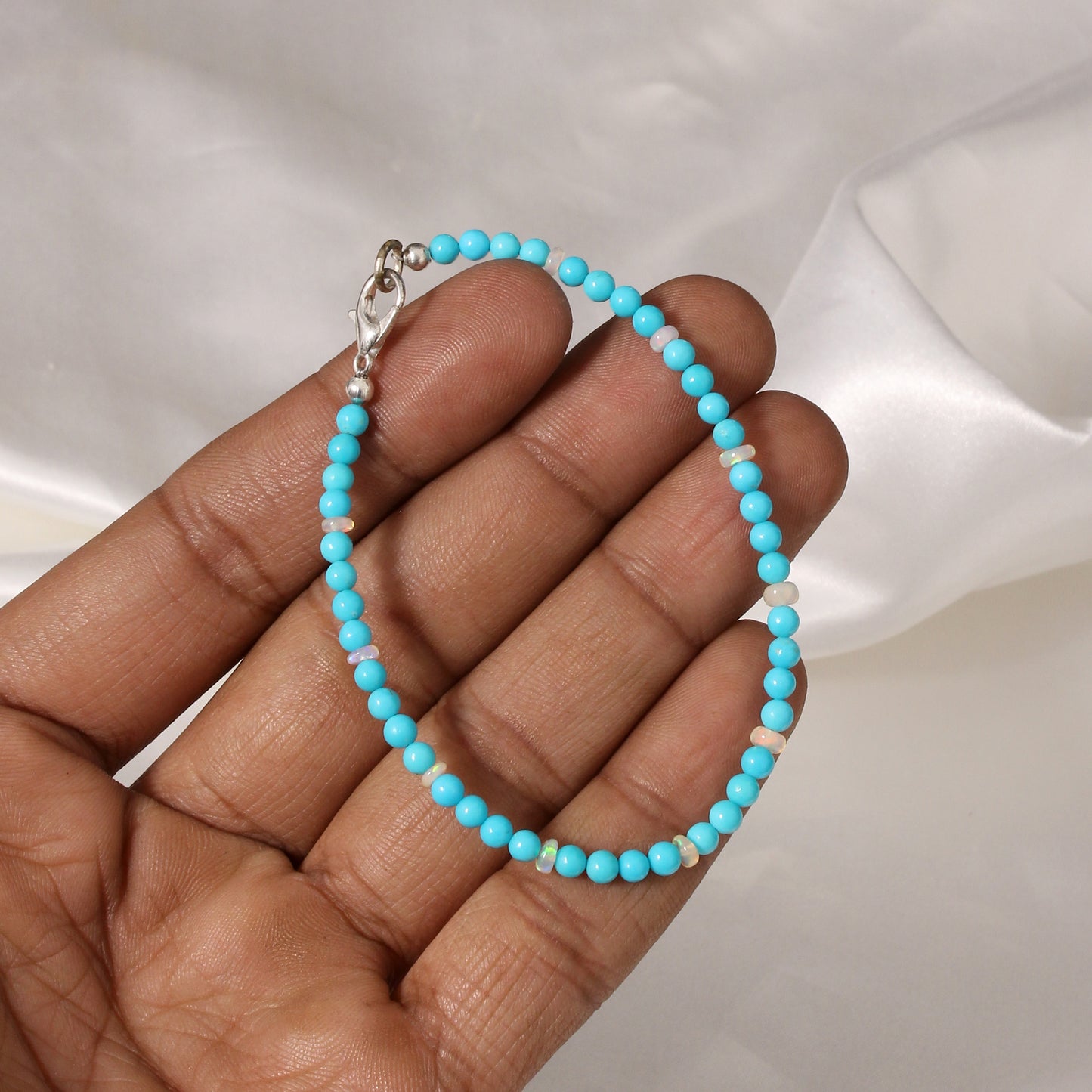 Natural AAA Turquoise & Ethiopian Opal Beaded Bracelet – Elegant Gemstone Jewelry