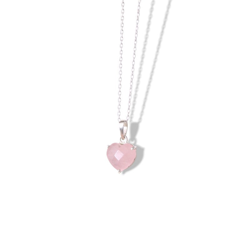 Heart-Shaped Rose Quartz Pendant Necklace – 925 Sterling Silver Chain | Crystal of Love & Emotional Healing