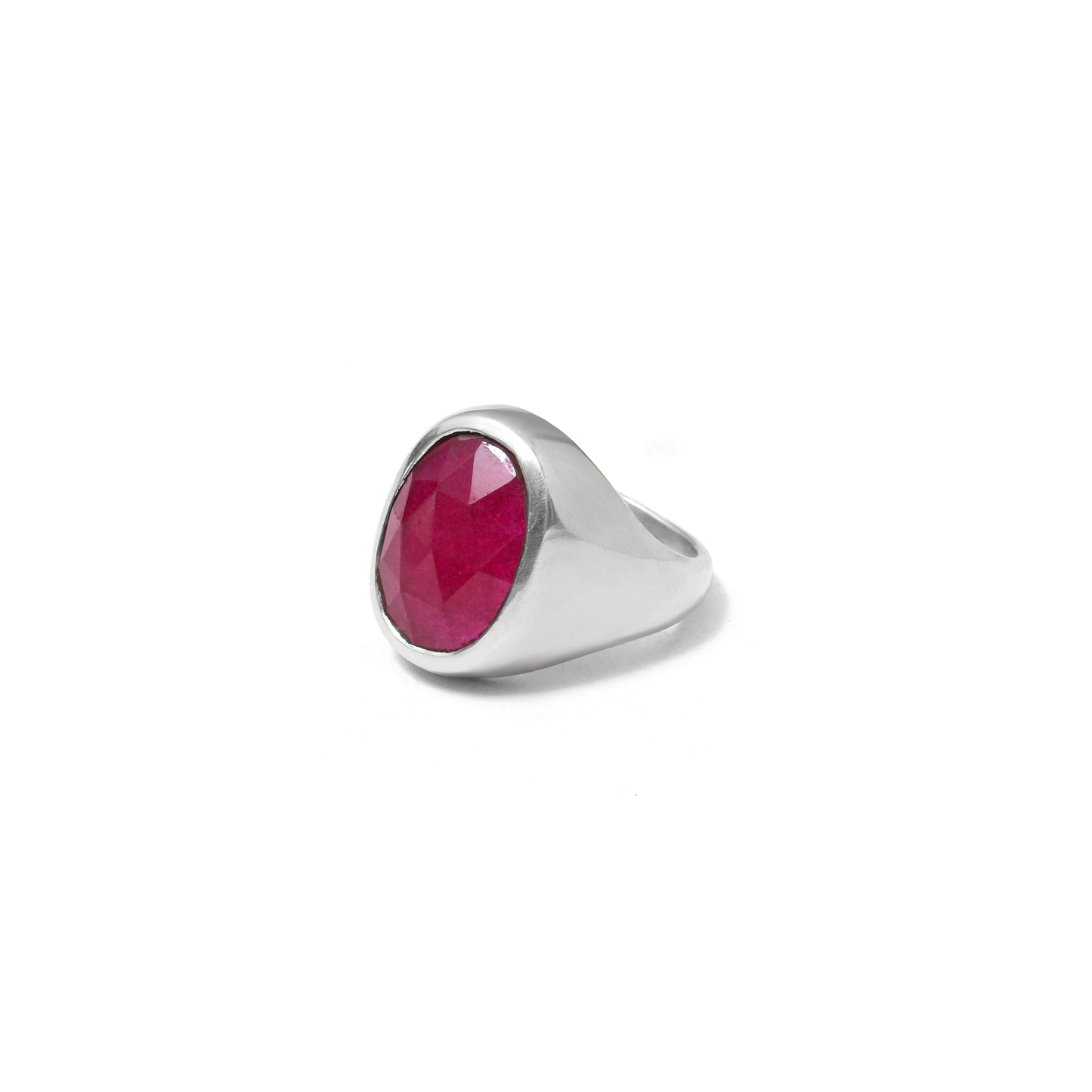 Natural Ruby Quartz Gemstone Unisex Ring in 925 Sterling Silver – Timeless Bold Elegance