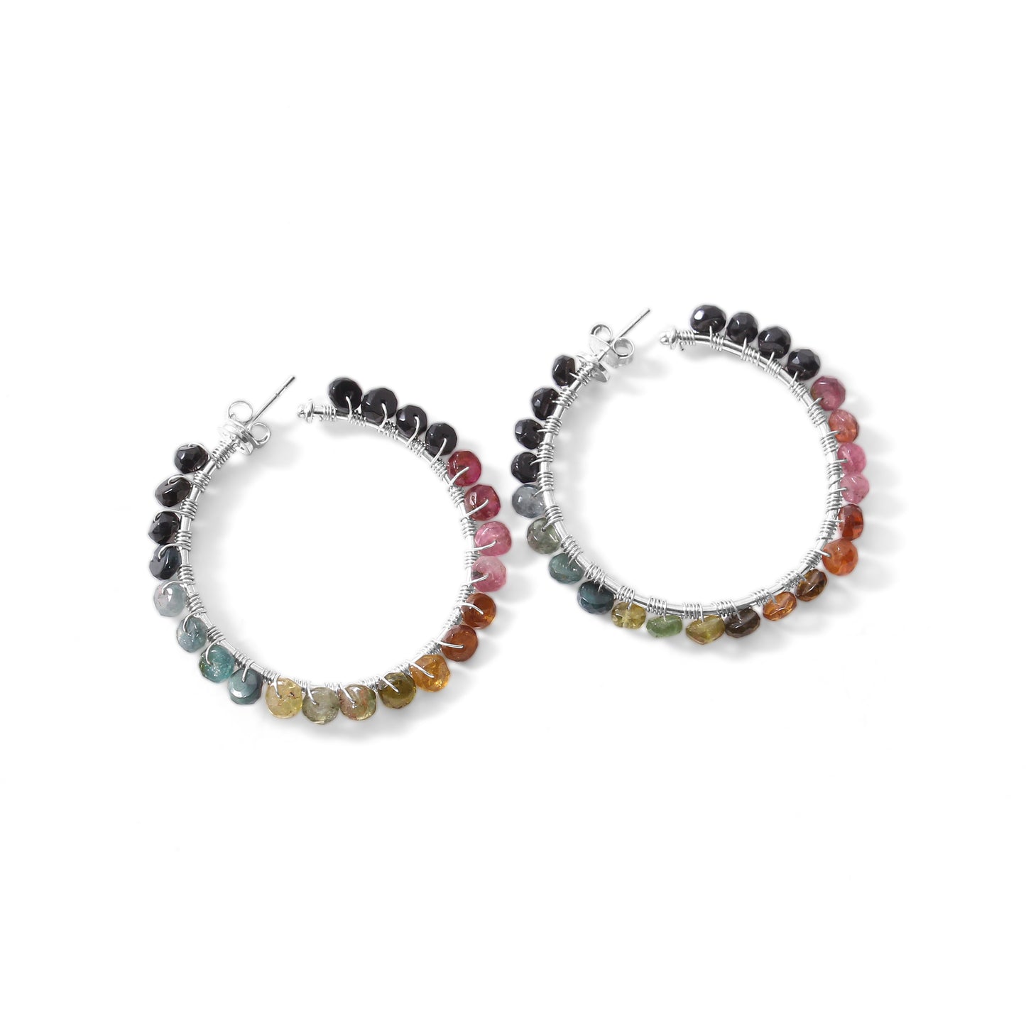 Vibrant Natural Multi-Tourmaline Hoop Earrings – Radiate Positive Energy