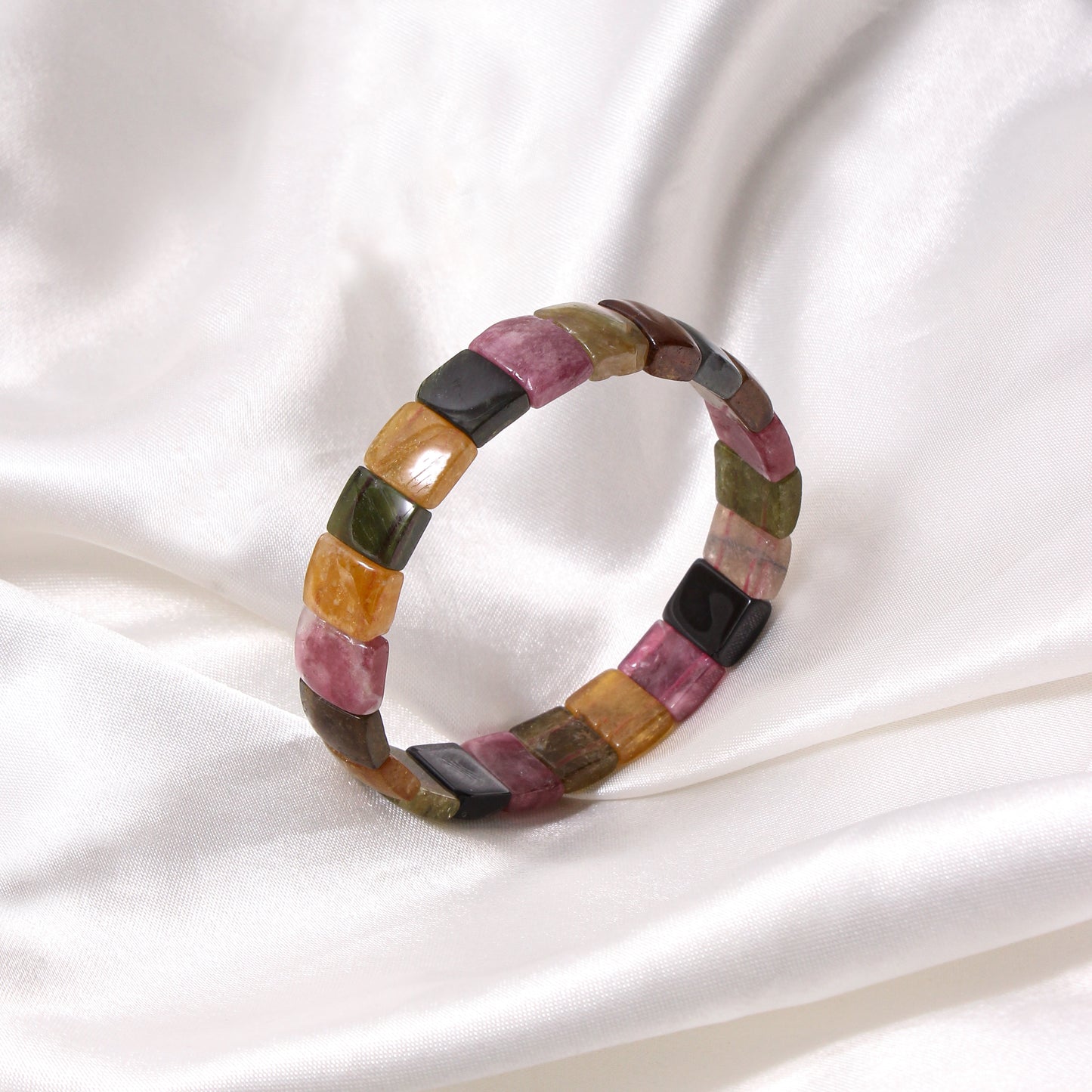 Multi-Tourmaline Gemstone Bracelet – Natural Healing Crystal for Protection, Balance & Positive Energy