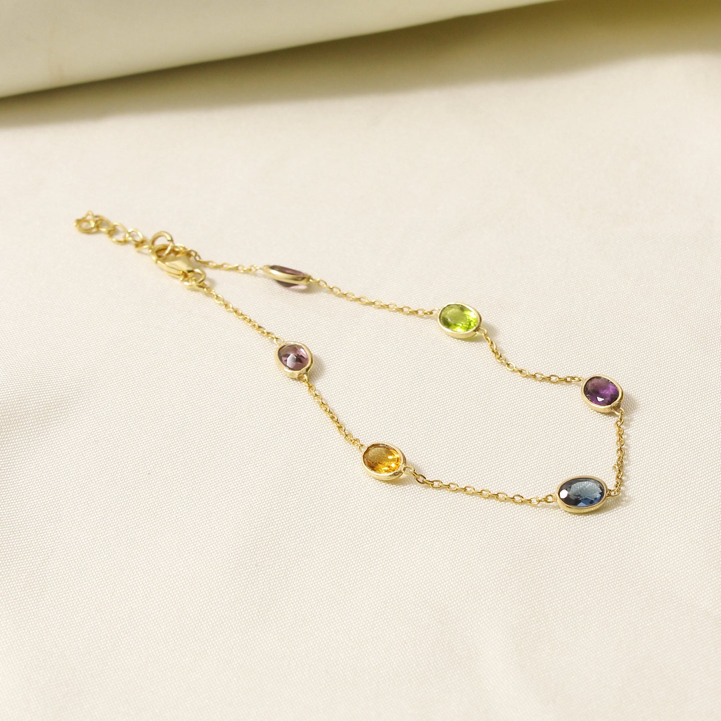 Elegant Multi-Gemstone Bezel Set Silver Bracelet – Colorful & Stylish Jewelry