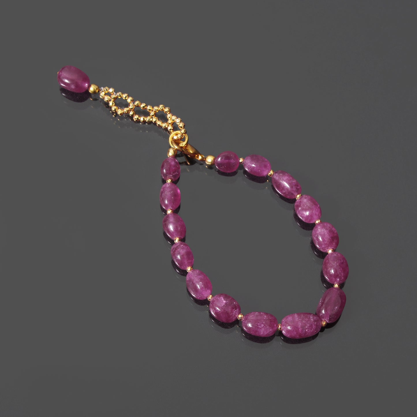 Stunning Hematite and Ruby Oval Gemstone Bracelet – Elegant & Versatile