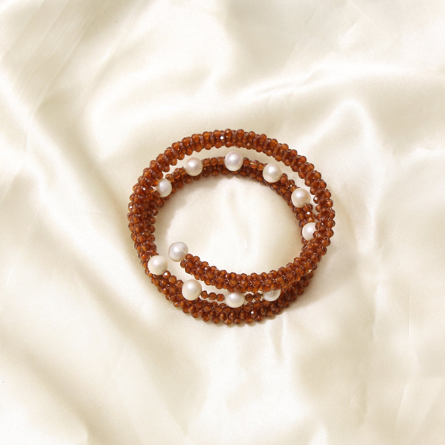 Hessonite (Gomed) and Pearl Stratchable Bangle – Remove Rahu Dosh & Overcome Obstacles