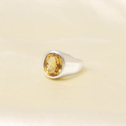 Men's Citrine Gemstone Ring in Sterling Silver – Boost Confidence & Success with Citrine Jewelry