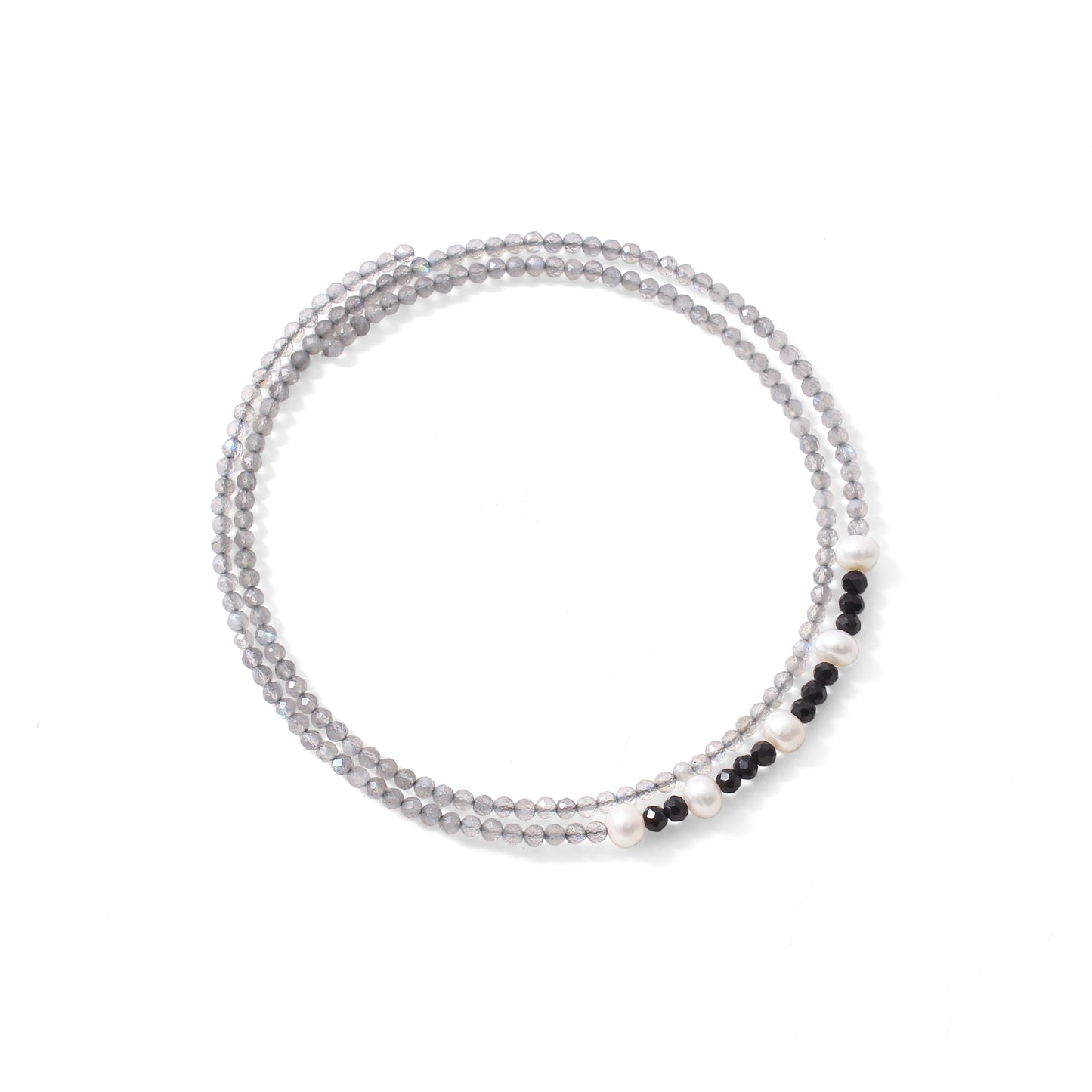 Natural Labradorite, Black Spinel & Pearl Choker Necklace – Elegant Glow & Protection