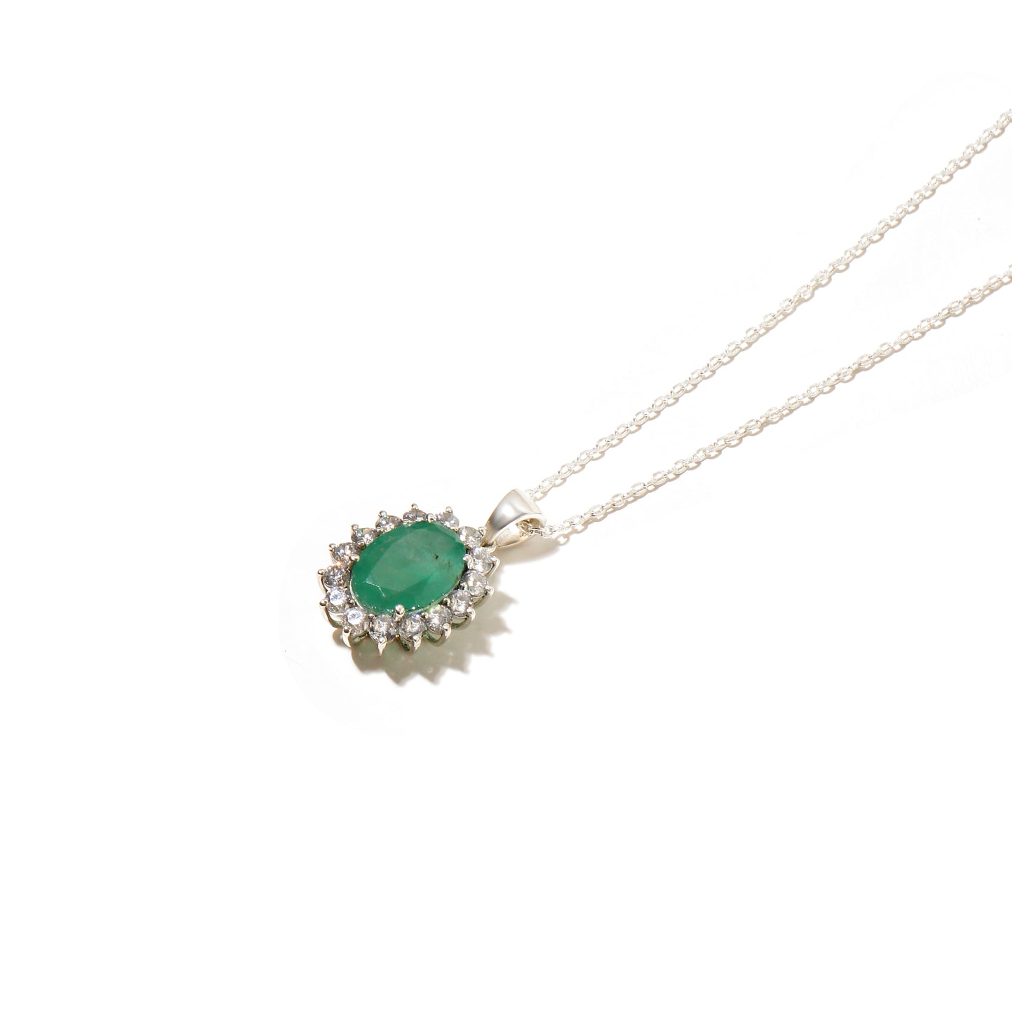 Natural Emerald Oval Pendant in Sterling Silver – Classic Green Gemstone Necklace Pendant, May Birthstone Jewelry