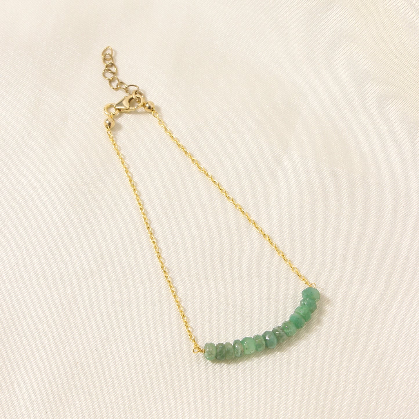 Natural Emerald Beaded Gemstone Bracelet – Handmade Gemstone Jewelry