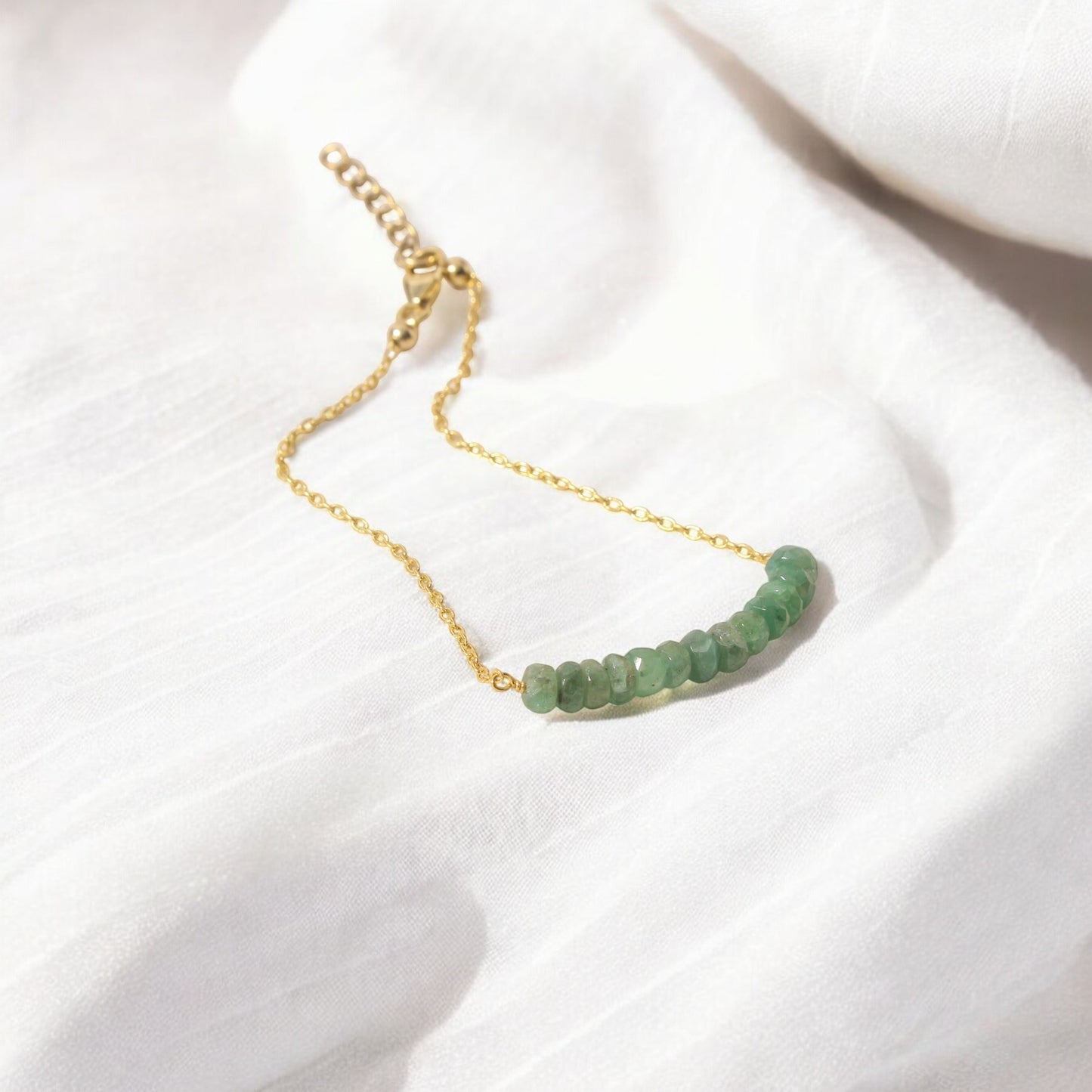 Natural Emerald Beaded Gemstone Bracelet – Handmade Gemstone Jewelry