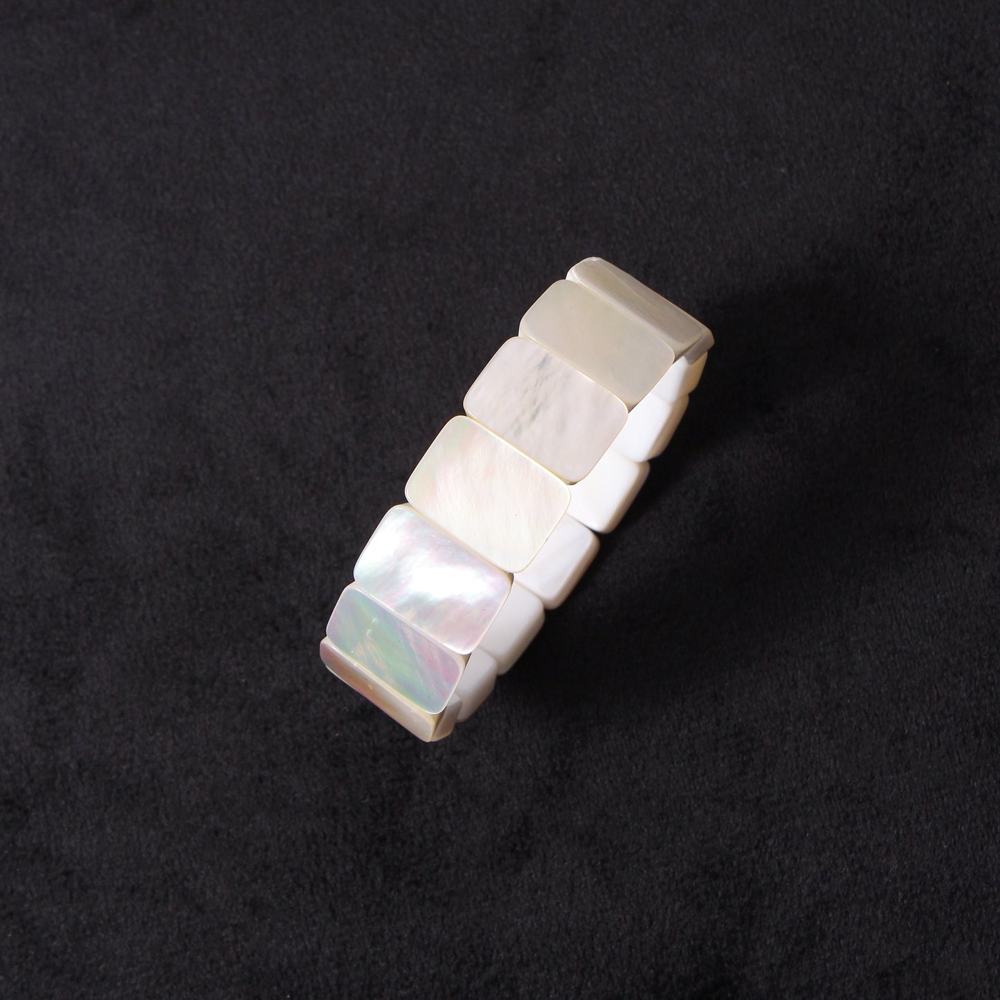 Classic White Shell Pearl Rectangular Beaded Bracelet – Handmade Stretchable Jewelry for Women