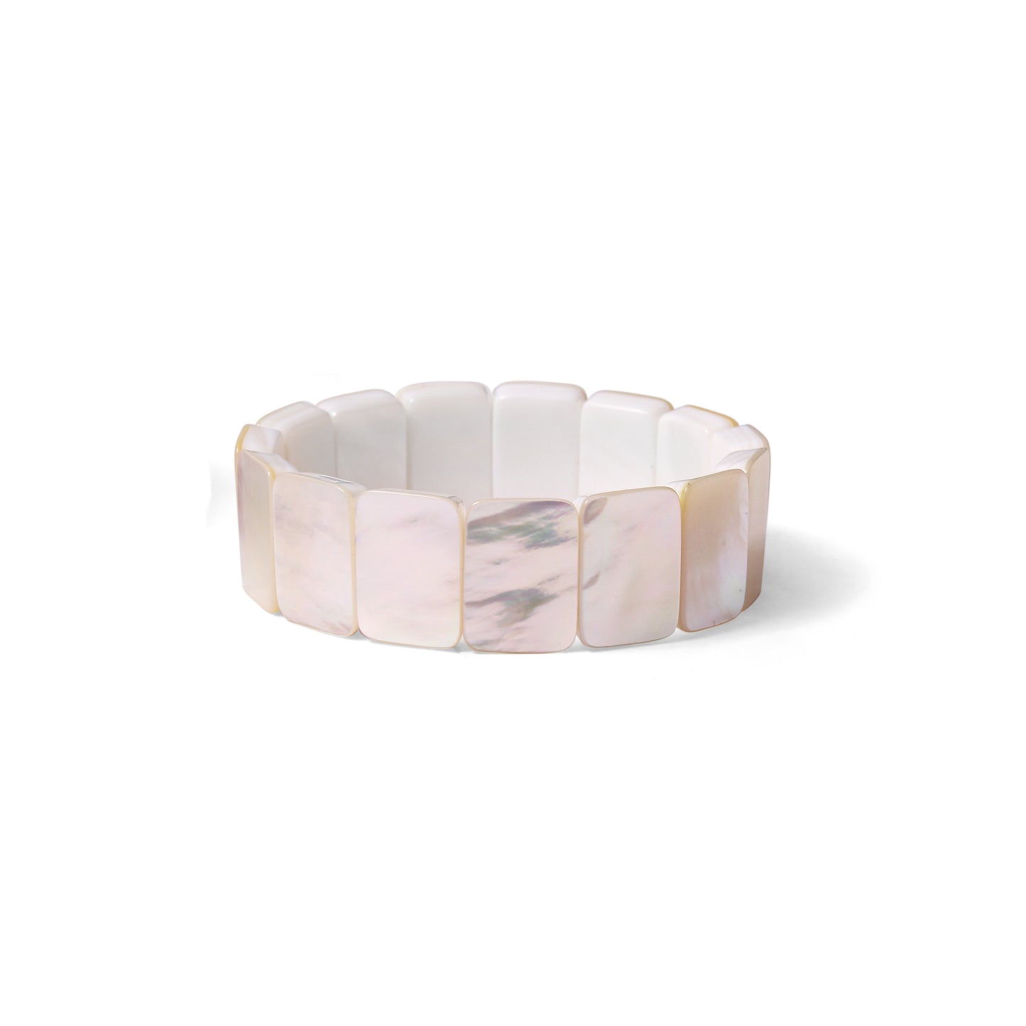Classic White Shell Pearl Rectangular Beaded Bracelet – Handmade Stretchable Jewelry for Women