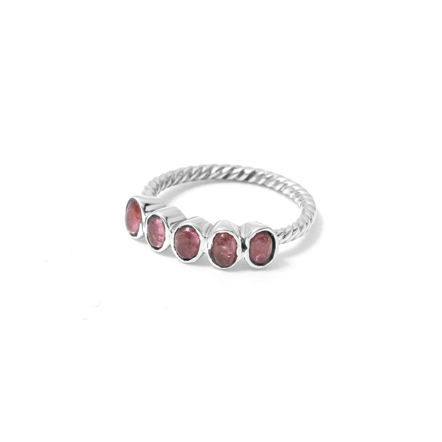 Elegant 925 Sterling Silver Multi-Stone Pink Tourmaline Gemstone Ring – Delicate & Vibrant Design