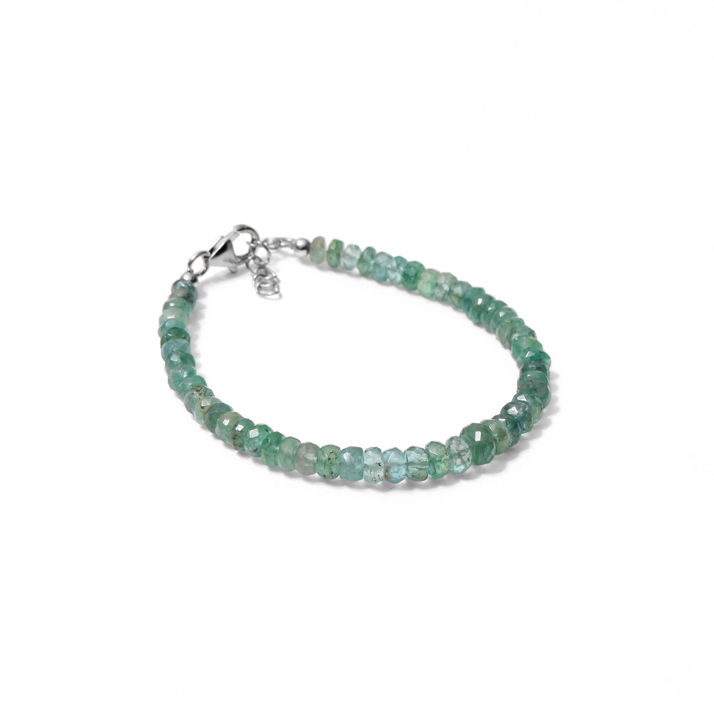 925 Sterling Silver Emerald Beaded Bracelet – Natural Emerald Gemstone Jewelry