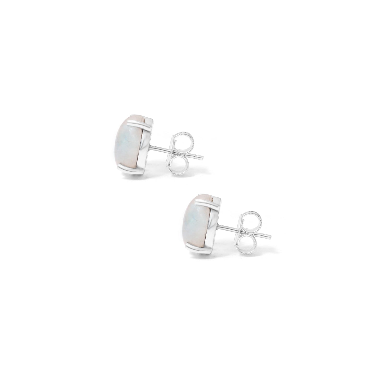 Natural Rainbow Moonstone Stud Earrings – 925 Sterling Silver | Elegant & Minimalist Gemstone Jewelry