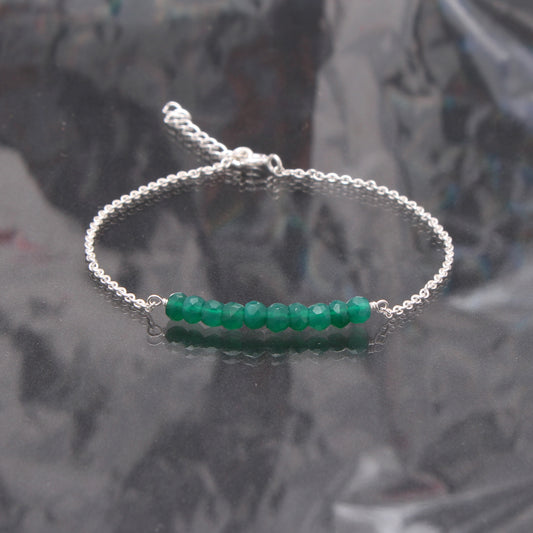 Natural Green Onyx Beaded Chain Bracelet