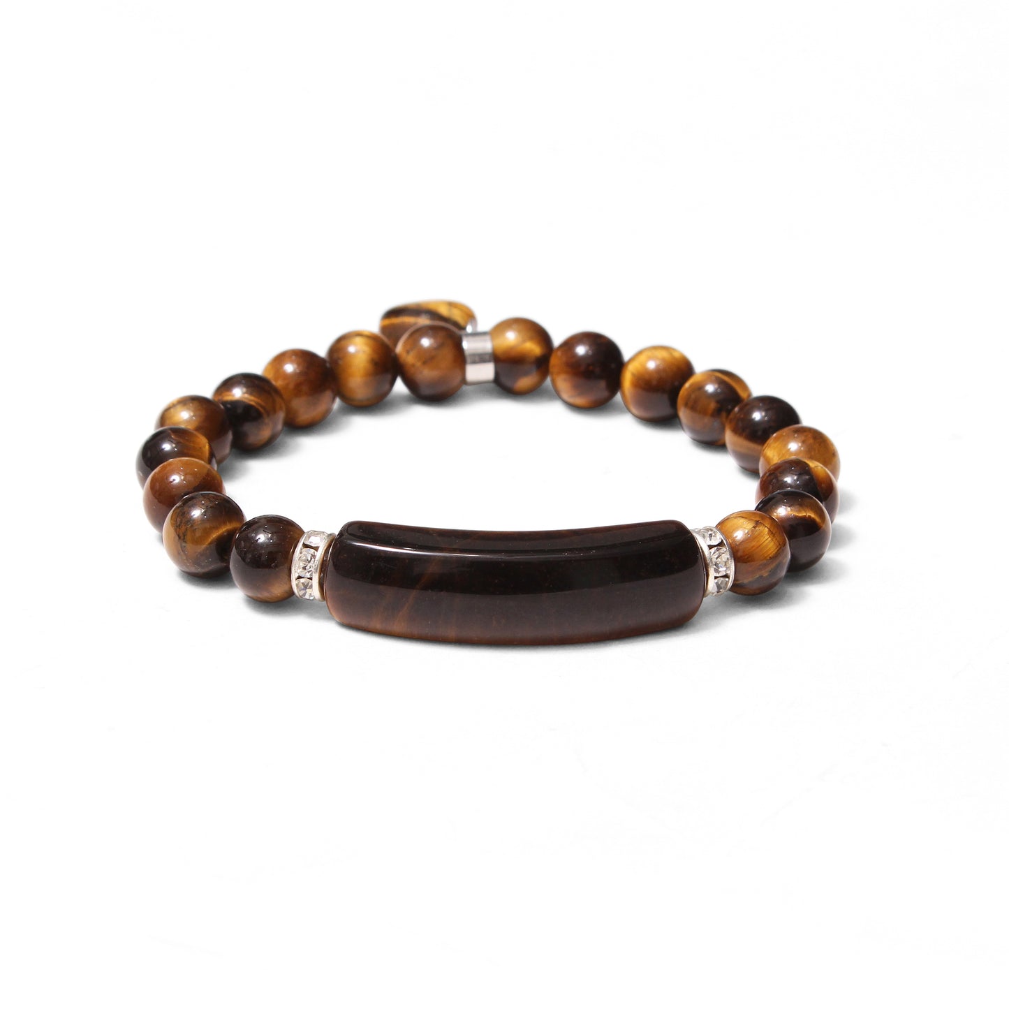 Handcrafted Tiger's Eye Heart Charm Streachable Bracelet