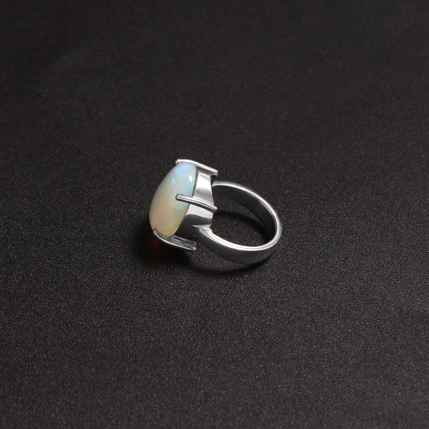 Natural Fire Opal Sterling Silver Ring – Iridescent Gemstone Jewelry for Elegant Style