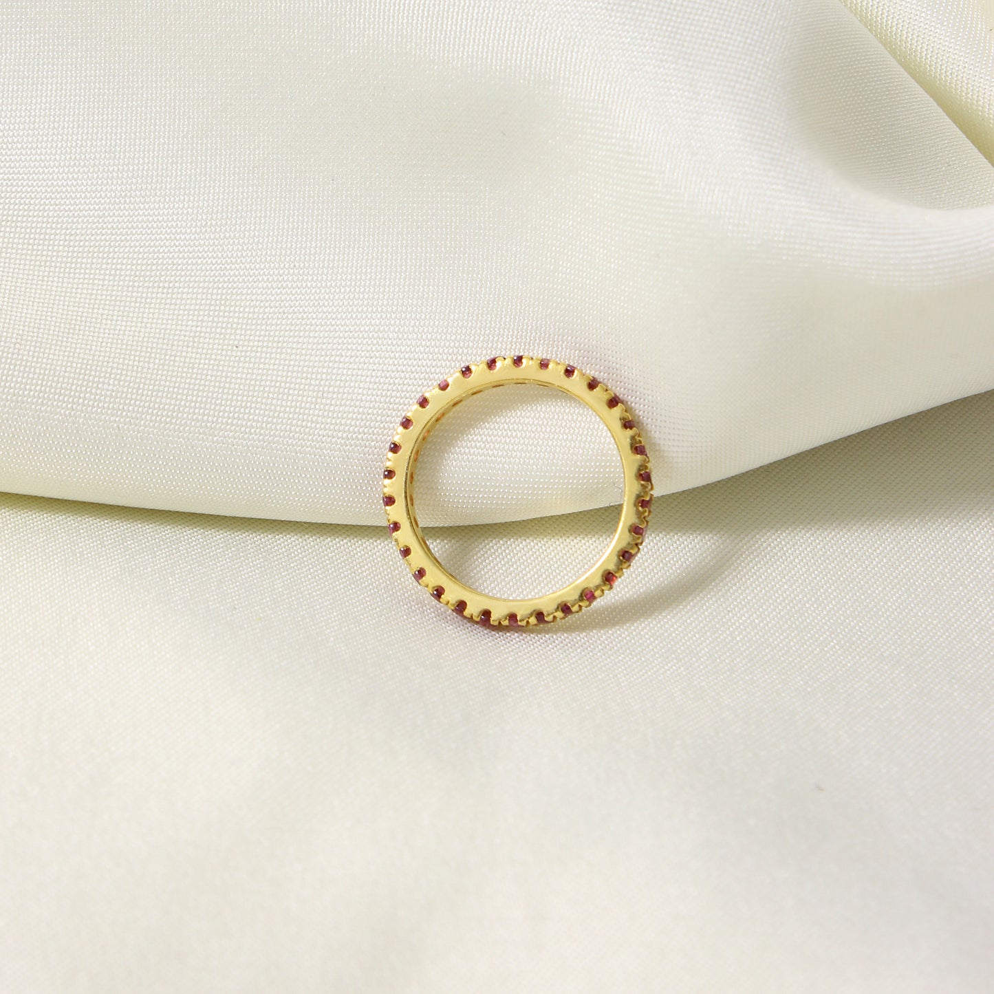 Natural Purple Garnet Eternity Band – 925 Sterling Silver Stacking Ring