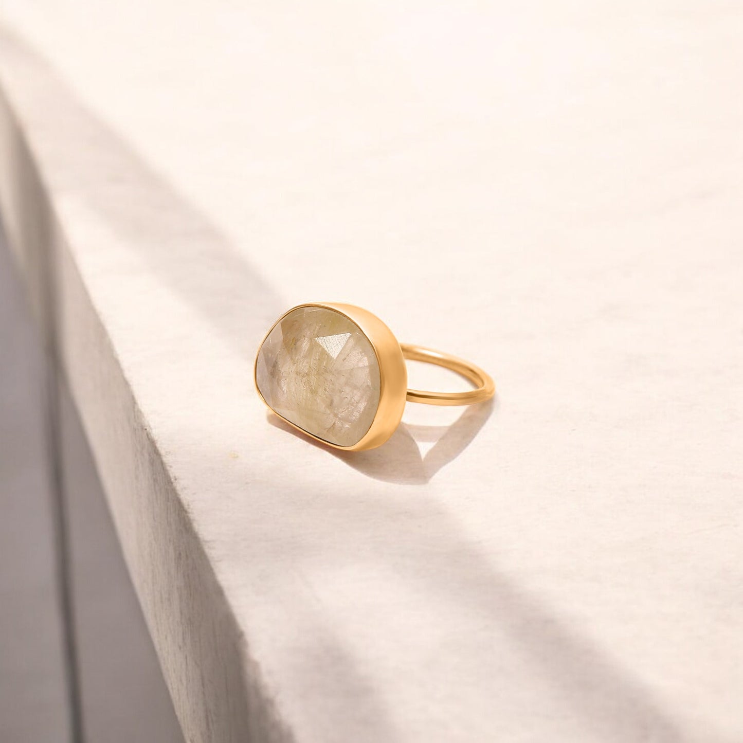 Stunning 925 Sterling Silver Golden Rutile Quartz Ring – Handcrafted Elegance