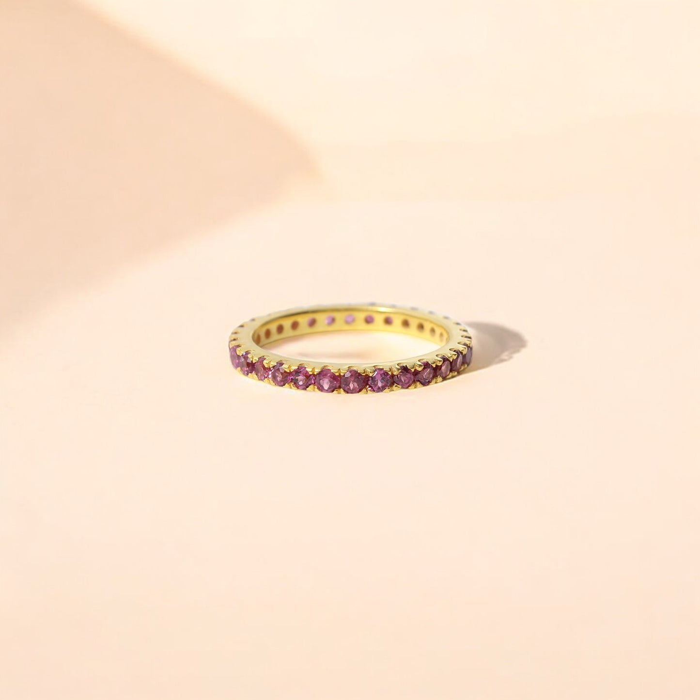 Natural Purple Garnet Eternity Band – 925 Sterling Silver Stacking Ring