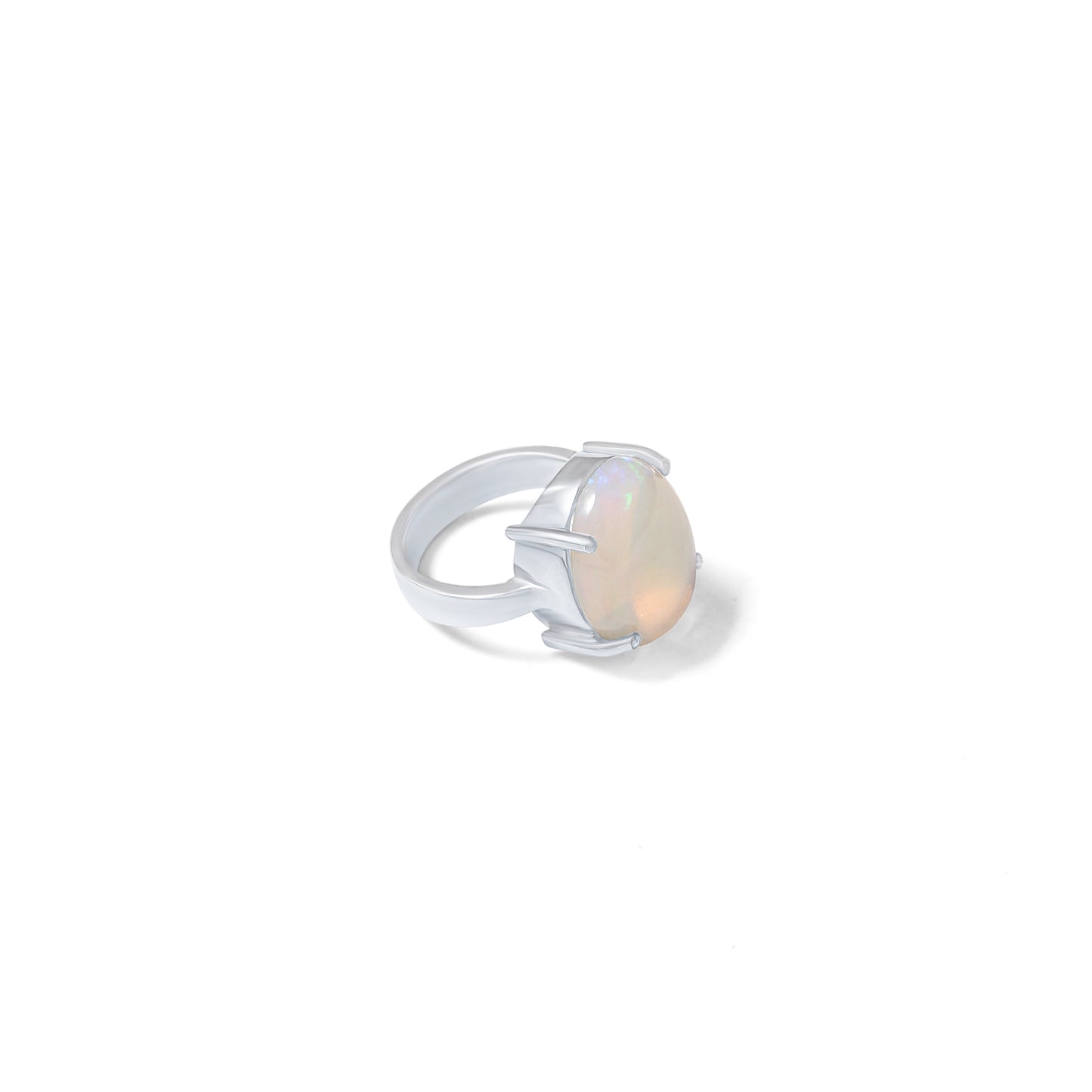 Natural Fire Opal Sterling Silver Ring – Iridescent Gemstone Jewelry for Elegant Style