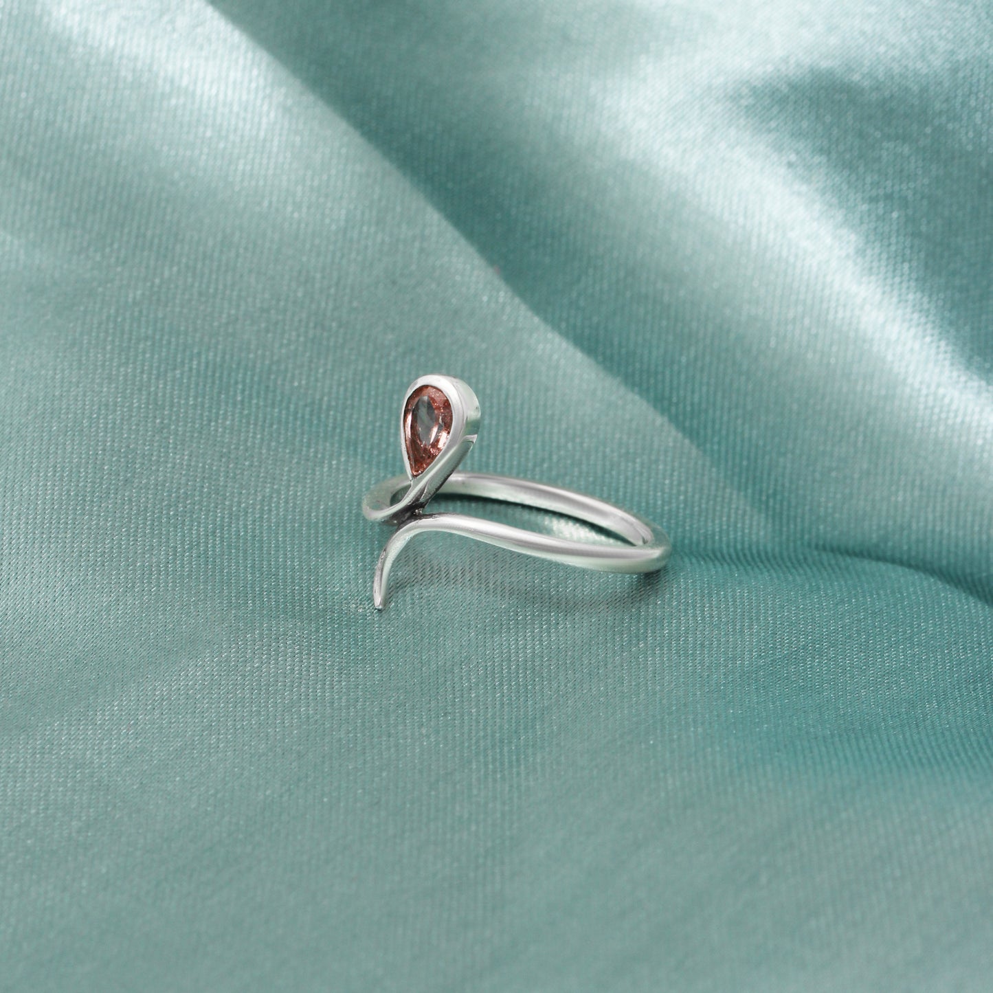 Natural Elegant 925 Sterling Silver Pink Tourmaline Gemstone Ring