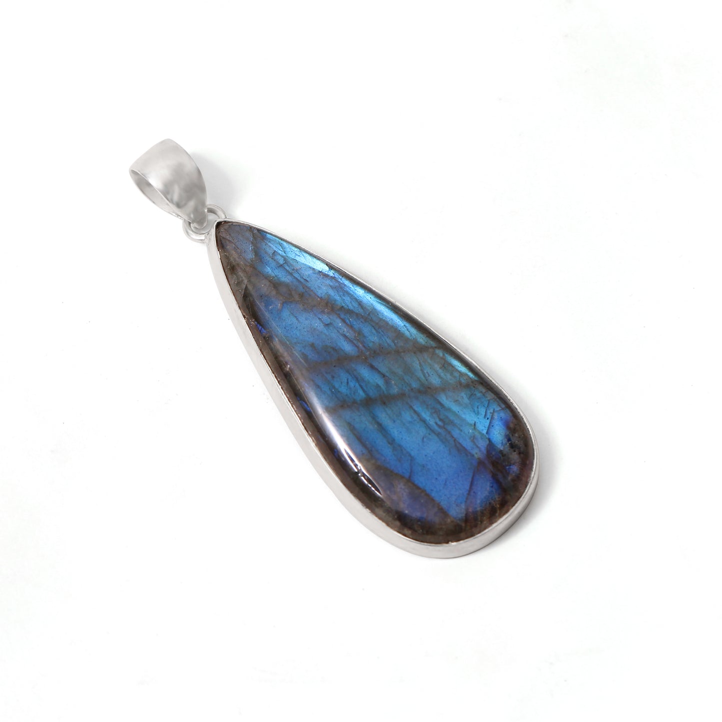 925 Sterling Silver Labradorite Teardrop Pendant Necklace