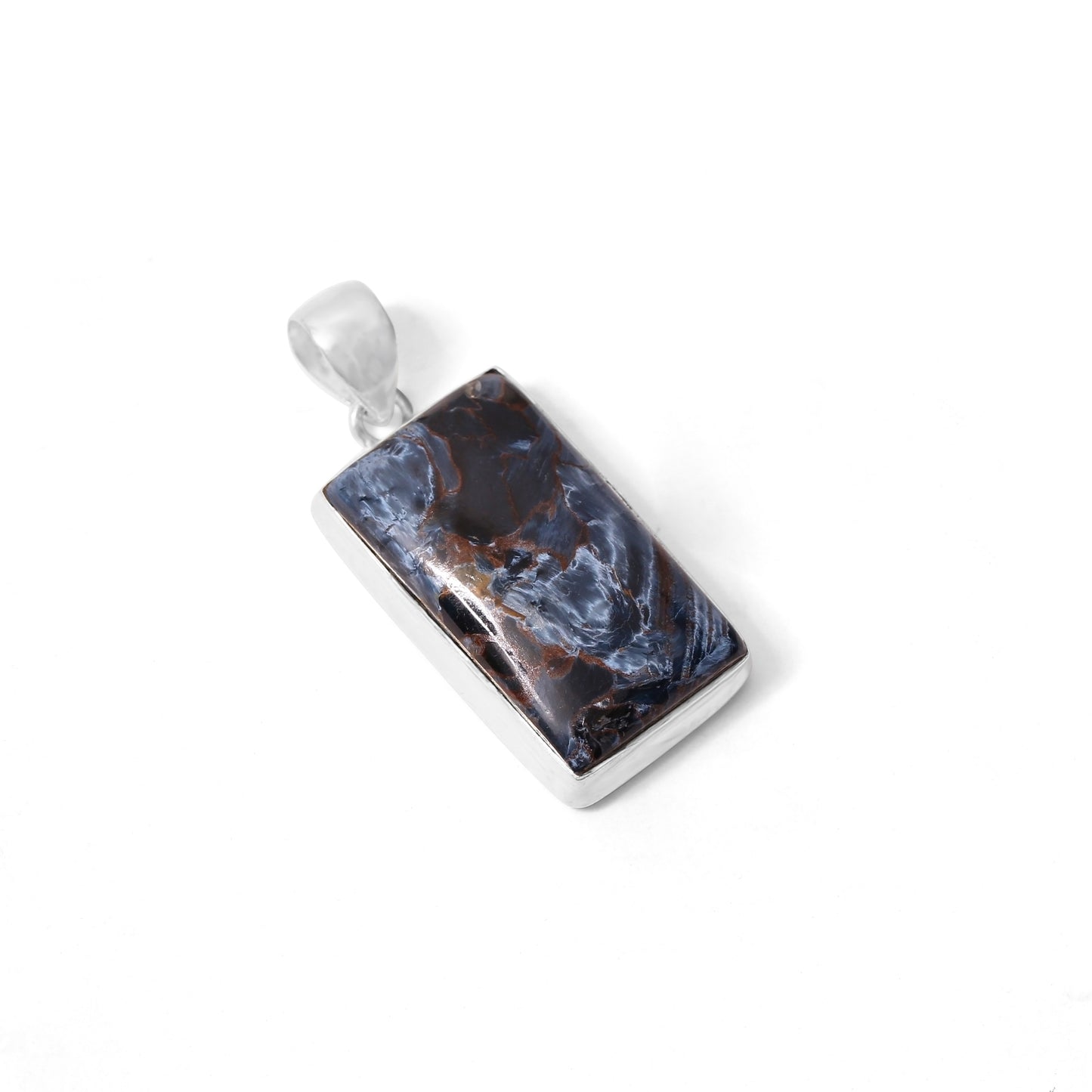 925 Sterling Silver Rectangular Pietersite Pendant Necklace