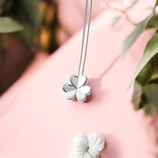 Elegant 925 Sterling Silver Three-Leaf Clover Pendant Necklace – Stylish Jewelry for Women